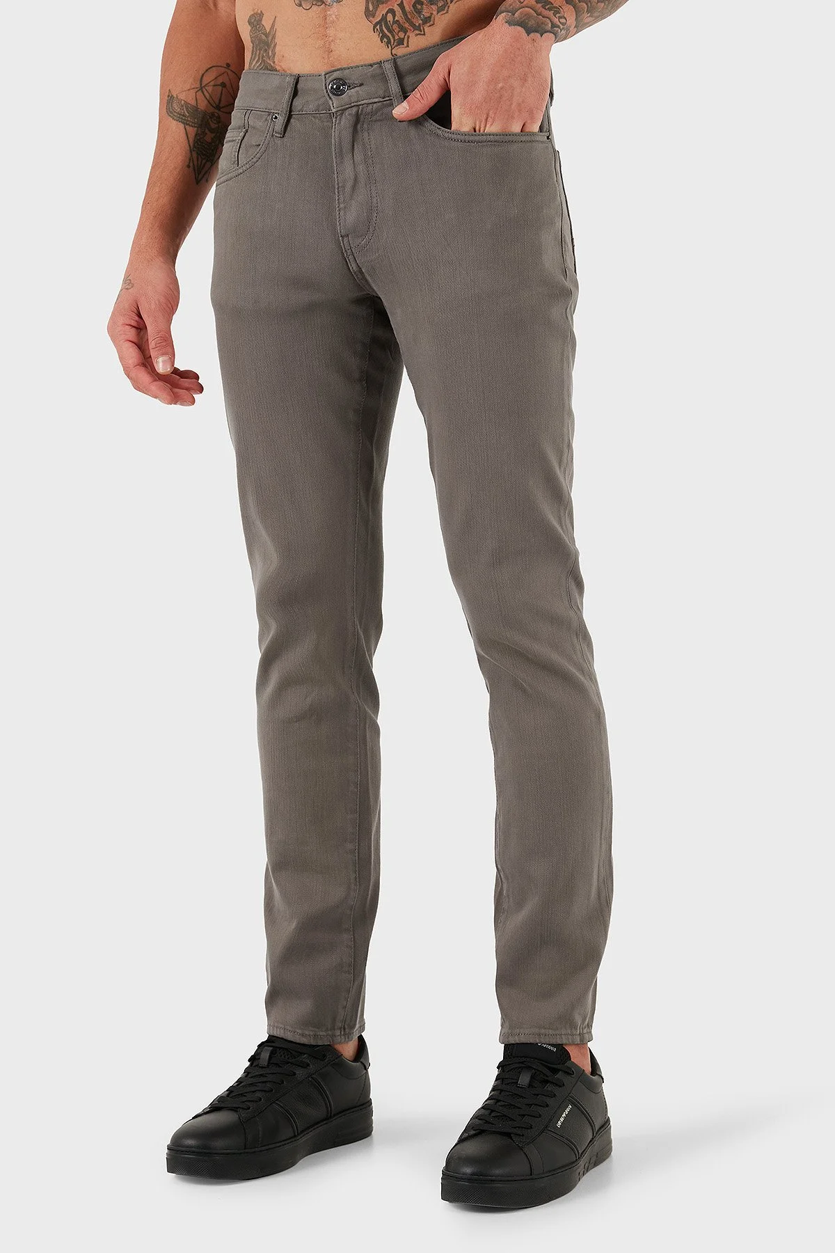 Armani Exchange Streç Pamuklu Slim Fit Normal Bel Dar Paça Jeans Erkek Kot Pantolon XM000070 AF18826 U8092 KOYU GRİ - 4