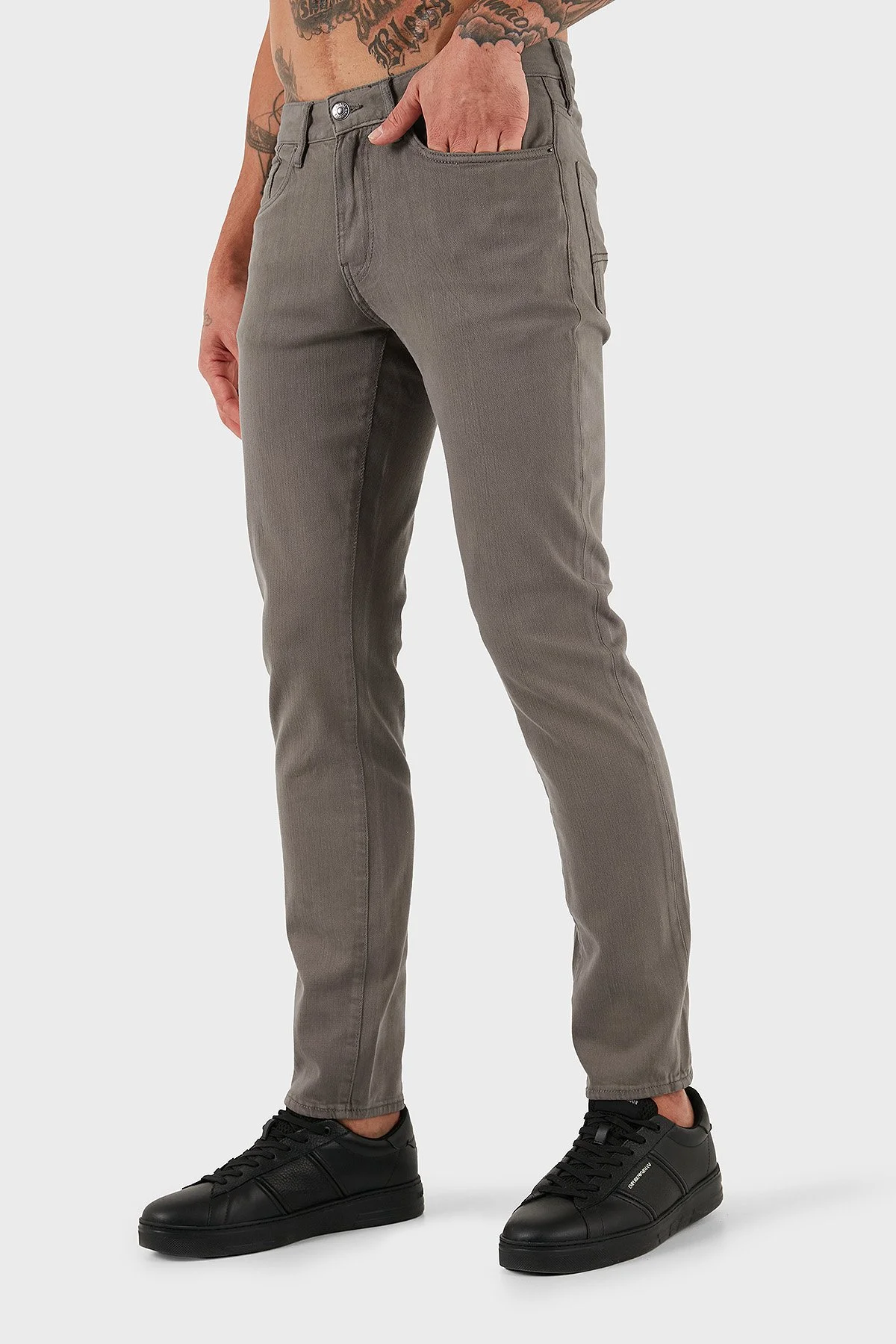 Armani Exchange Streç Pamuklu Slim Fit Normal Bel Dar Paça Jeans Erkek Kot Pantolon XM000070 AF18826 U8092 KOYU GRİ - 5