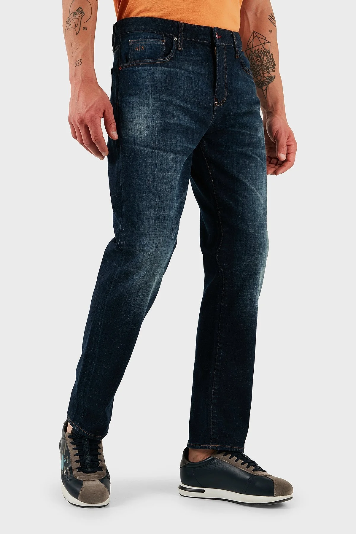 Armani Exchange Streç Pamuklu Slim Fit Normal Bel Düz Paça Jeans Erkek Kot Pantolon XM000049 AF13098 MB001 LACİVERT - 3