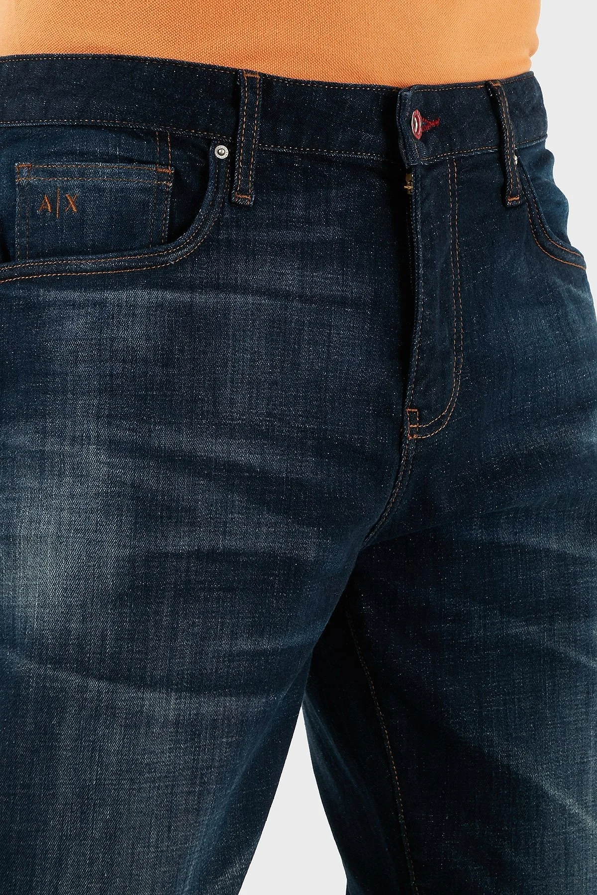 Armani Exchange Streç Pamuklu Slim Fit Normal Bel Düz Paça Jeans Erkek Kot Pantolon XM000049 AF13098 MB001 LACİVERT - 4