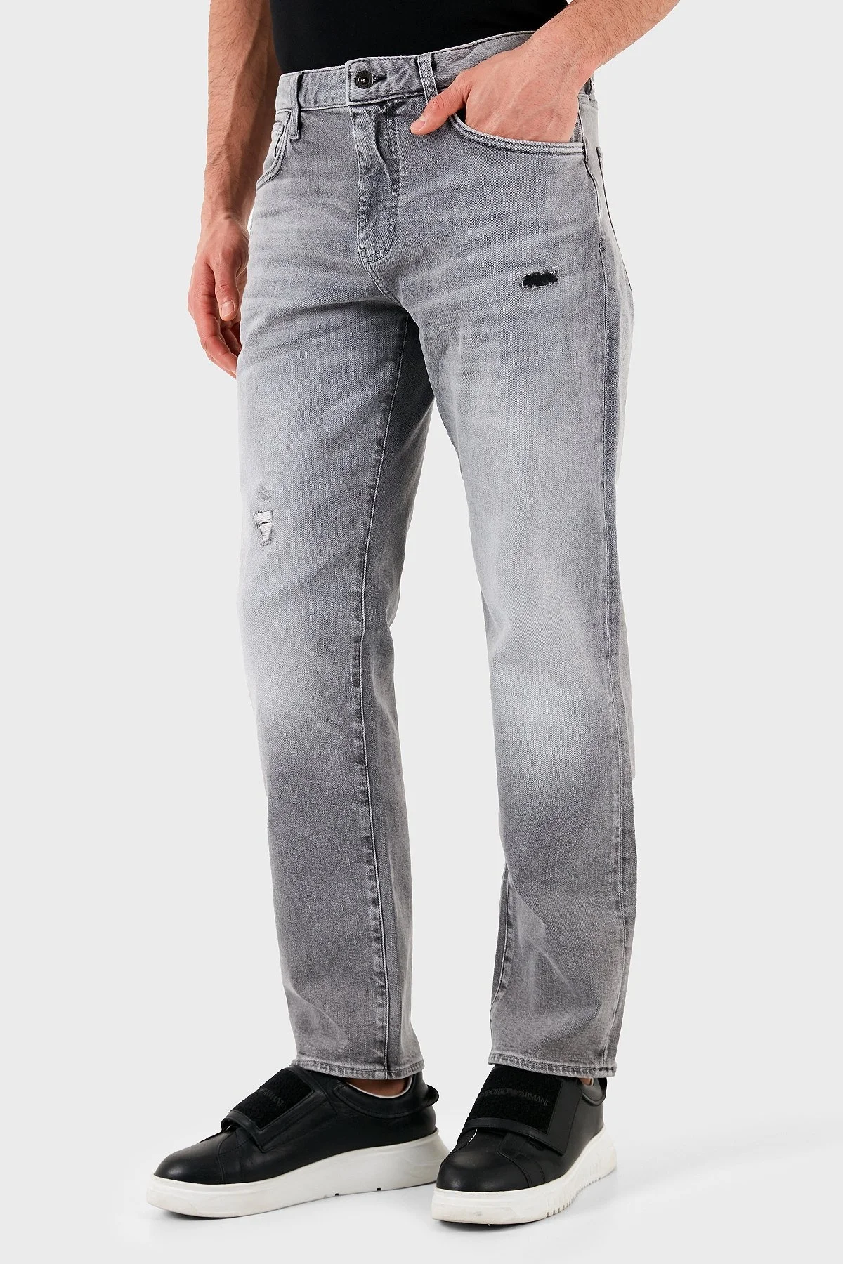 Armani Exchange Streç Pamuklu Slim Fit Normal Bel Düz Paça Jeans Erkek Kot Pantolon XM000049 AF14656 M8088 GRİ - 9