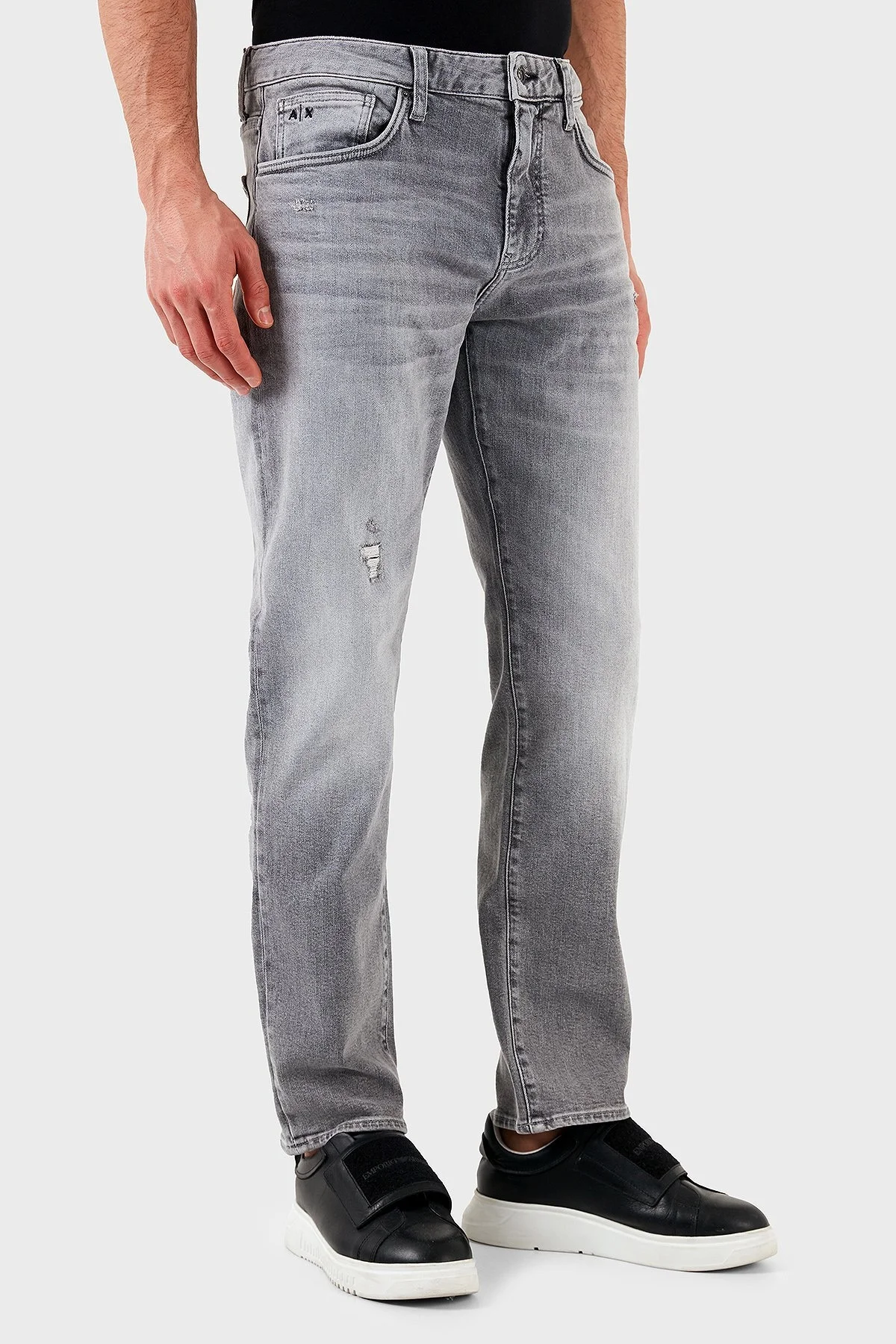Armani Exchange Streç Pamuklu Slim Fit Normal Bel Düz Paça Jeans Erkek Kot Pantolon XM000049 AF14656 M8088 GRİ - 10