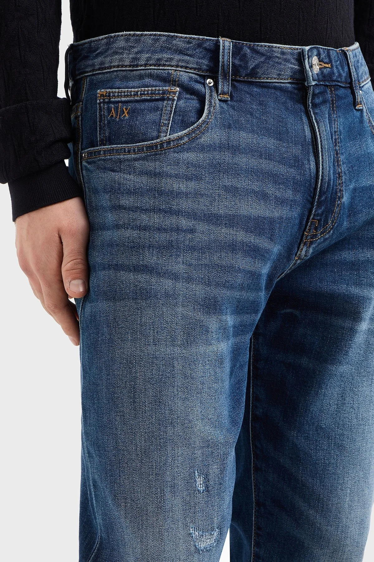 Armani Exchange Streç Pamuklu Slim Fit Normal Bel Düz Paça Jeans Erkek Kot Pantolon XM000070 AF12965 MB002 MAVİ - 9