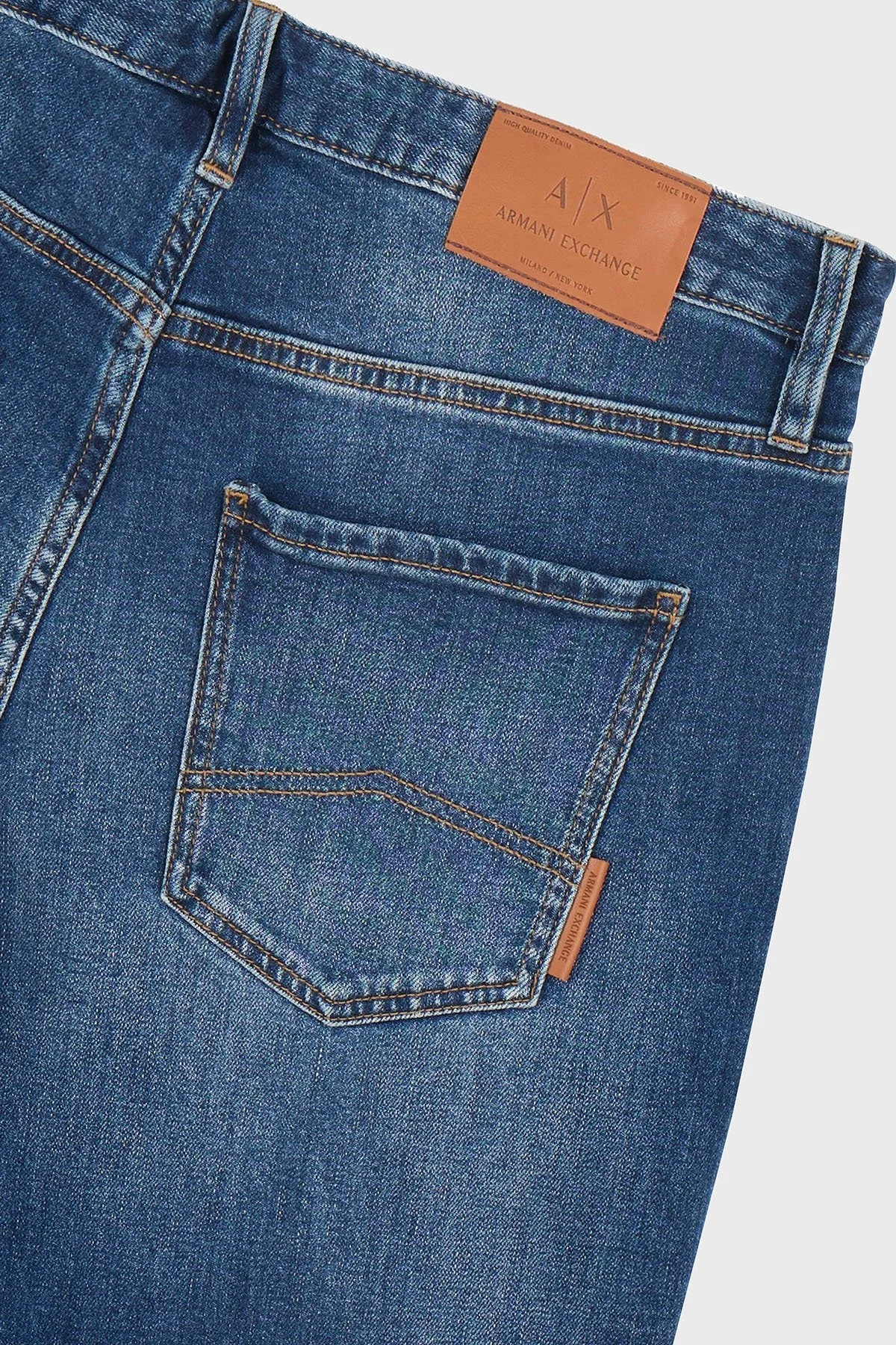 Armani Exchange Streç Pamuklu Slim Fit Normal Bel Düz Paça Jeans Erkek Kot Pantolon XM000070 AF12965 MB002 MAVİ - 11