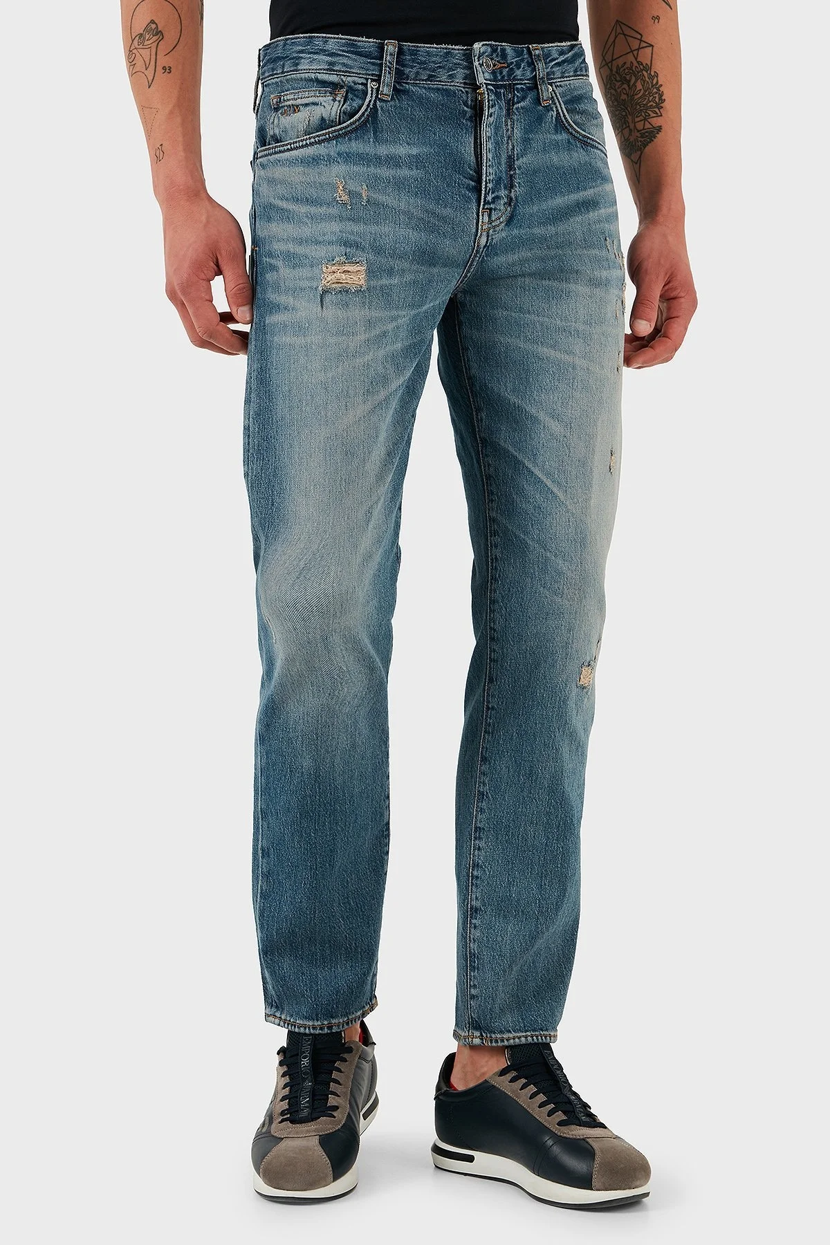 Armani Exchange Streç Pamuklu Slim Fit Normal Bel Düz Paça Vintage Jeans Erkek Kot Pantolon XM000049 AF13095 MB001 LACİVERT - 2