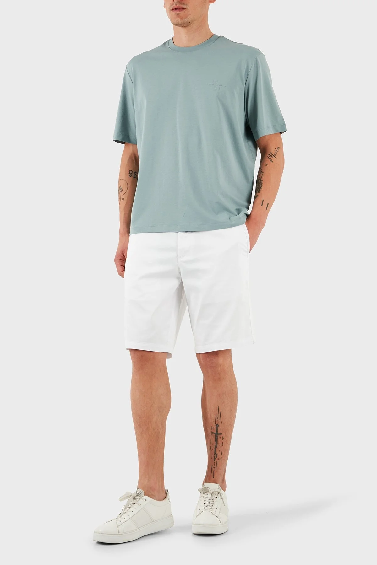 Armani Exchange Streç Pamuklu Slim Fit Normal Bel Erkek Short 8NZS42 ZN1RZ 1100 BEYAZ - 7