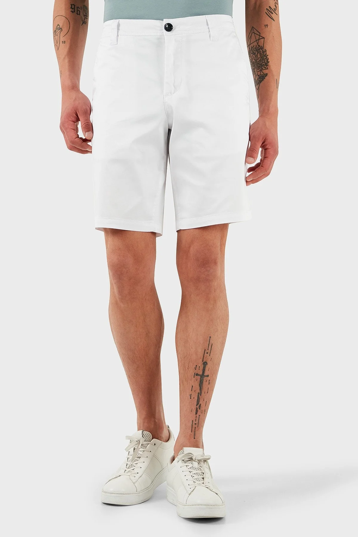 Armani Exchange Streç Pamuklu Slim Fit Normal Bel Erkek Short 8NZS42 ZN1RZ 1100 BEYAZ - 9