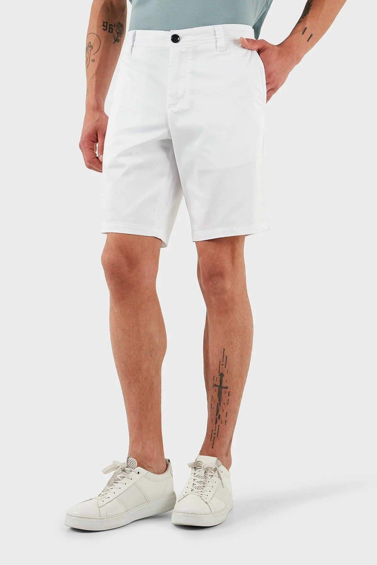 Armani Exchange Streç Pamuklu Slim Fit Normal Bel Erkek Short 8NZS42 ZN1RZ 1100 BEYAZ - 10