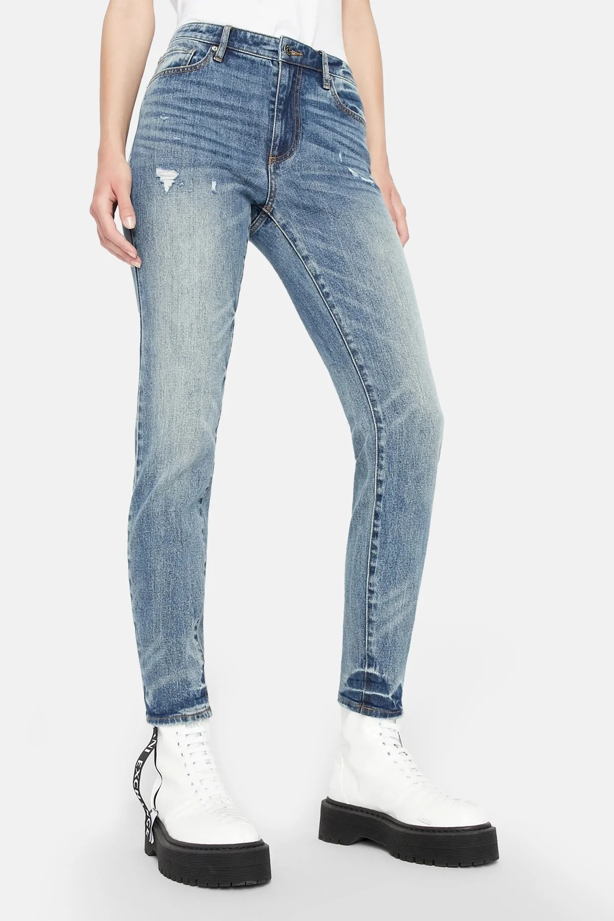 Armani Exchange Streç Pamuklu Yüksek Bel Süper Skinny Fit J10 Jeans Bayan Kot Pantolon 6LYJ10 Y1HPZ 1500 MAVİ - 1