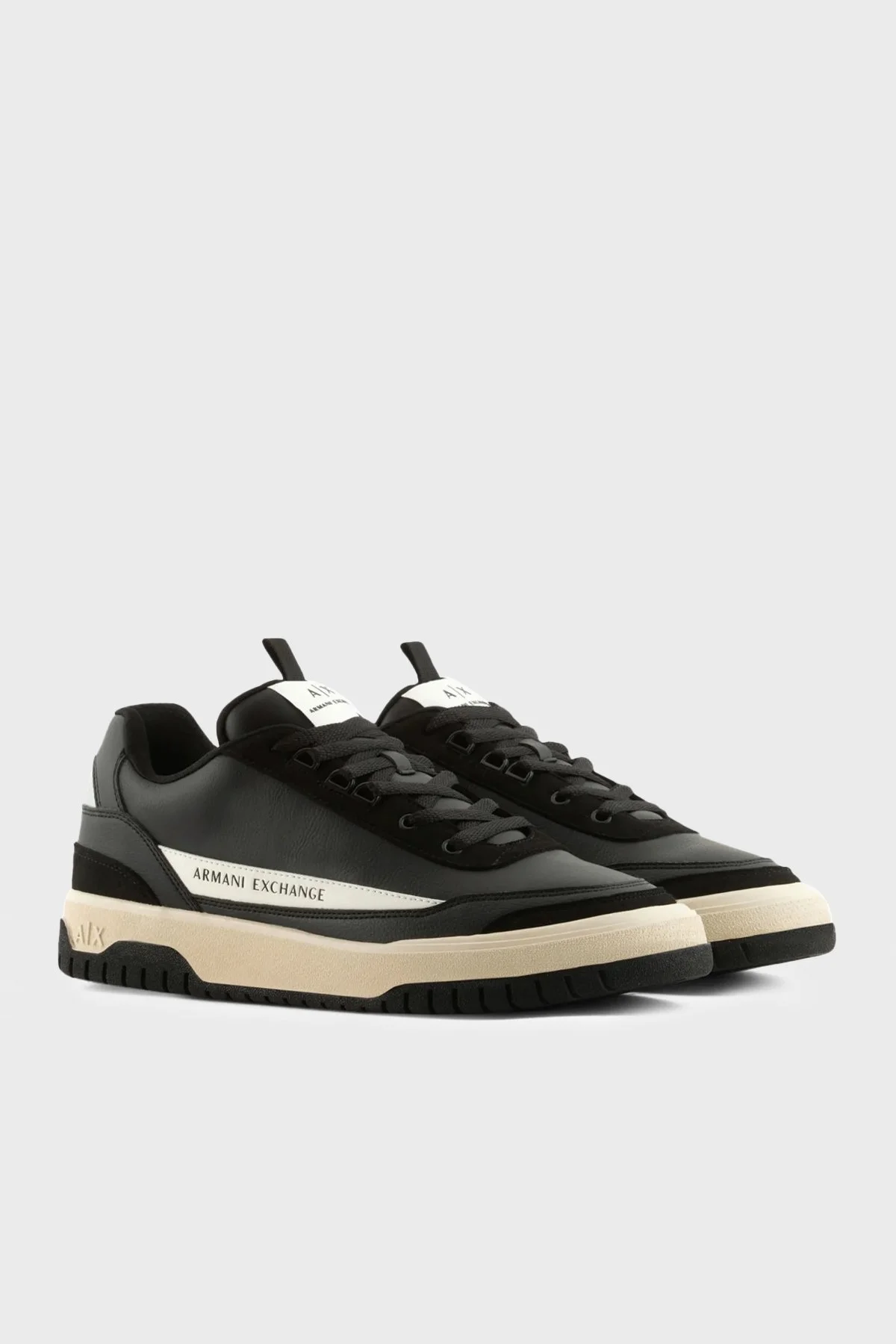 Armani Exchange Süet Karışımlı Logolu Sneaker Erkek Ayakkabı XUX178 XV764 K001 SİYAH - 2