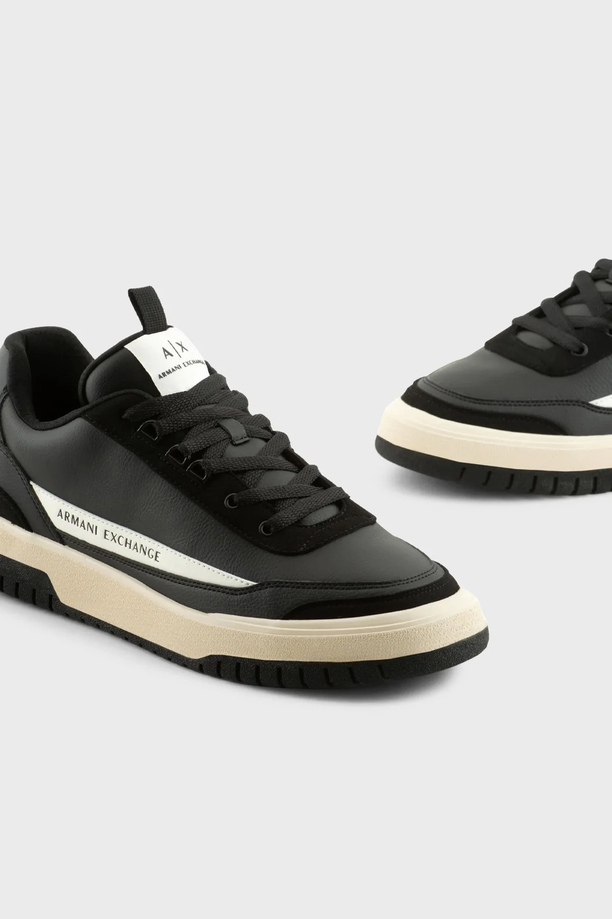 Armani Exchange Süet Karışımlı Logolu Sneaker Erkek Ayakkabı XUX178 XV764 K001 SİYAH - 5