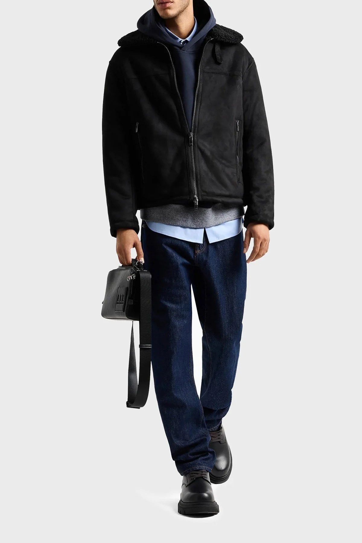 Armani Exchange Süet Logolu Regular Fit Mono Yaka Erkek Mont 6DZB03 ZE1FZ 1200 SİYAH - 2