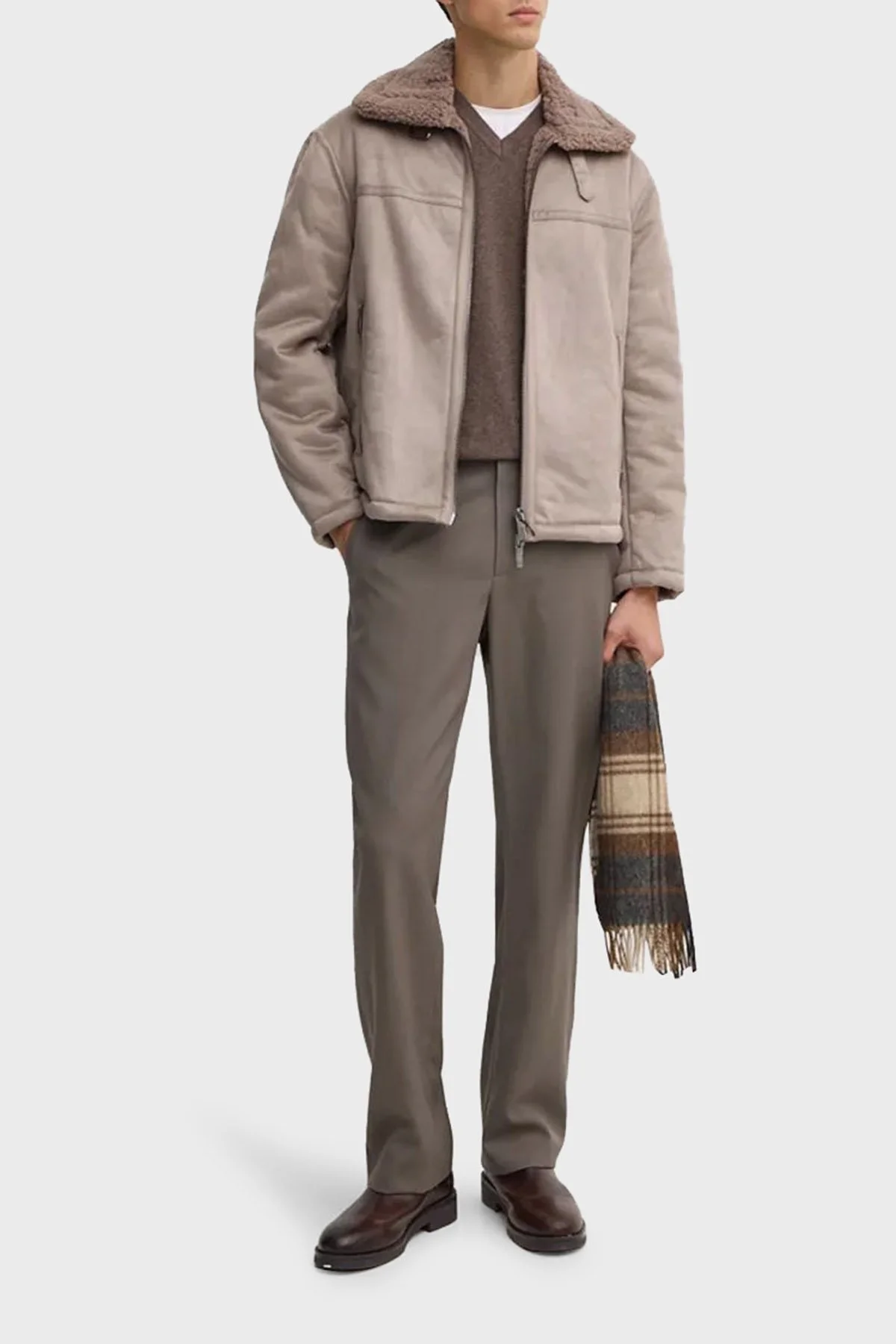 Armani Exchange Süet Logolu Regular Fit Mono Yaka Erkek Mont 6DZB03 ZE1FZ 17AC VİZON - 3