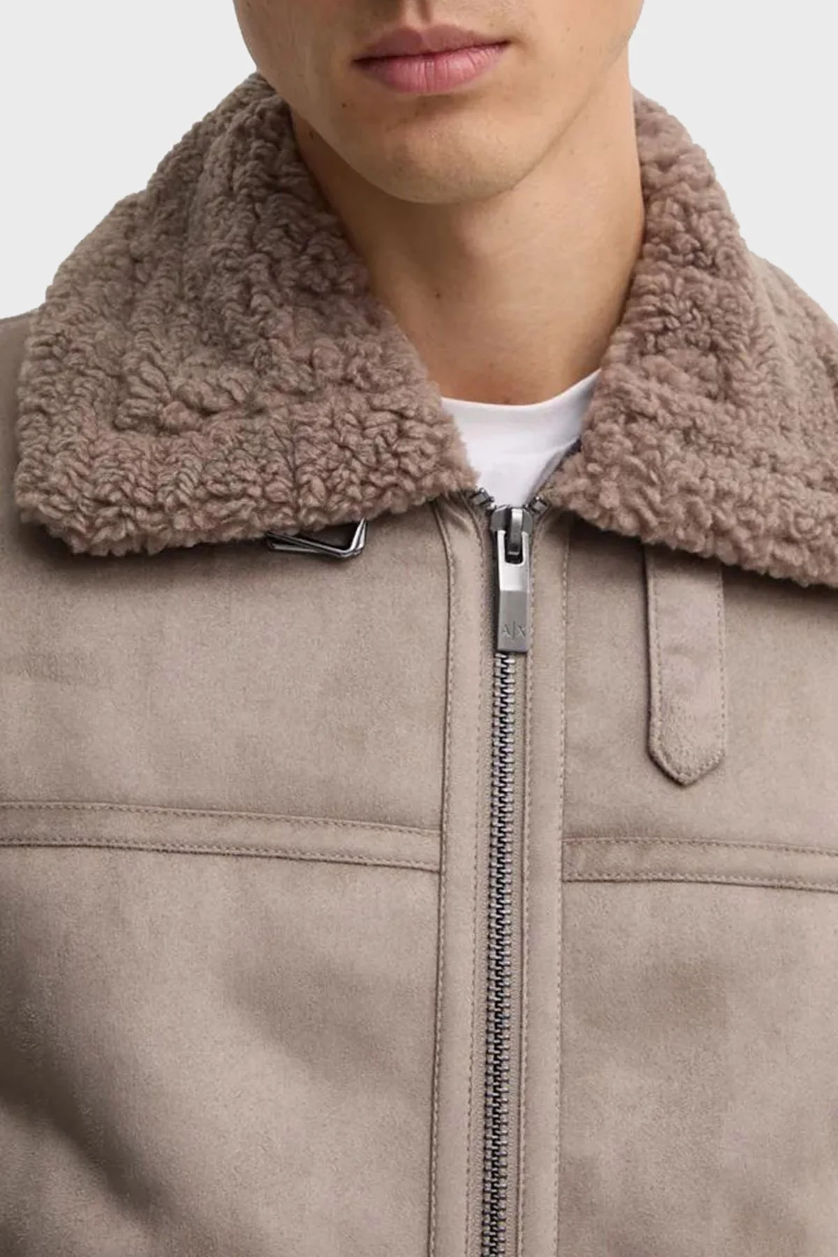 Armani Exchange Süet Logolu Regular Fit Mono Yaka Erkek Mont 6DZB03 ZE1FZ 17AC VİZON - 4