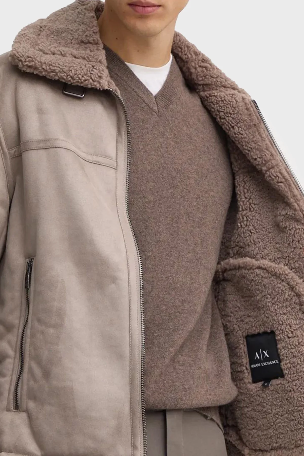 Armani Exchange Süet Logolu Regular Fit Mono Yaka Erkek Mont 6DZB03 ZE1FZ 17AC VİZON - 5