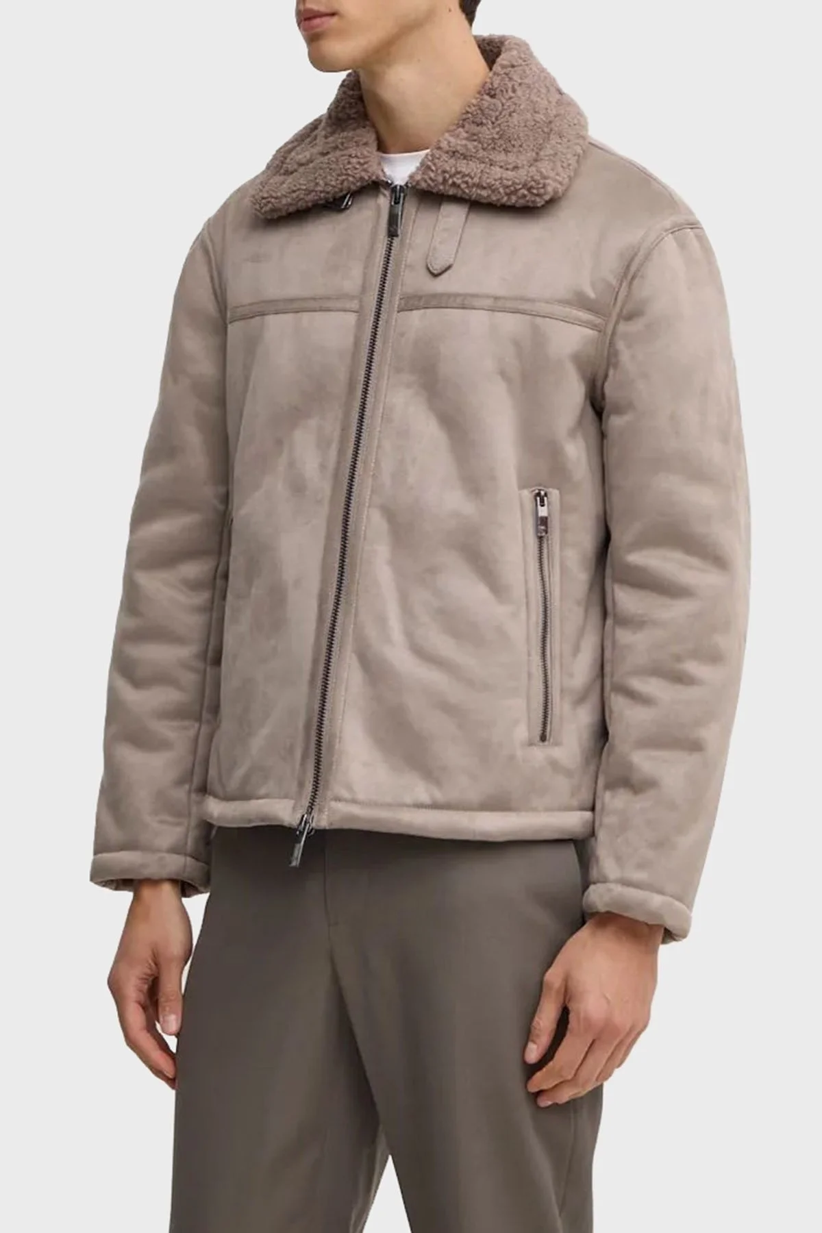 Armani Exchange Süet Logolu Regular Fit Mono Yaka Erkek Mont 6DZB03 ZE1FZ 17AC VİZON - 6