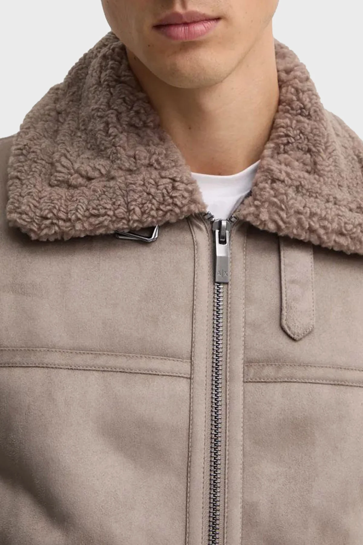 Armani Exchange Süet Logolu Regular Fit Mono Yaka Erkek Mont 6DZB03 ZE1FZ 17AC VİZON - 4