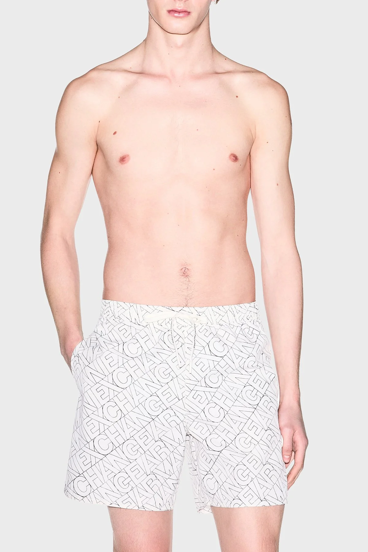 Armani Exchange Tamamı Logolu Belden Bağlamalı Erkek Mayo Short XM000832 AF24685 F1167 BEJ - 1
