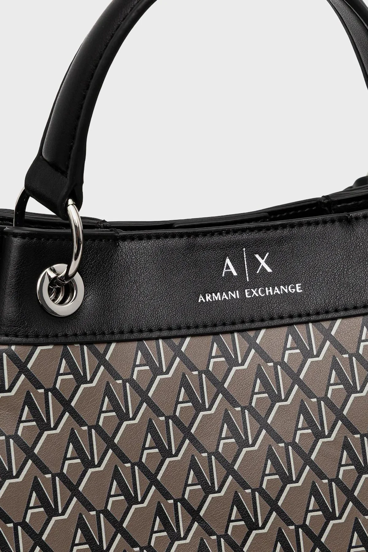Armani Exchange Tamamı Logolu Çıkarılabilir Askılı Bayan Çanta XW000393 AF17145 M6029 GRİ-SİYAH - 3