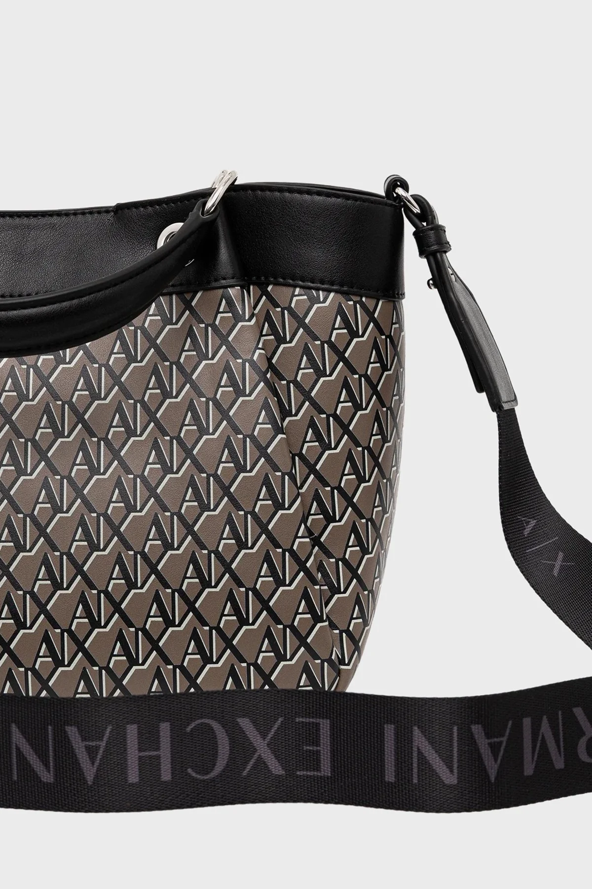 Armani Exchange Tamamı Logolu Çıkarılabilir Askılı Bayan Çanta XW000393 AF17145 M6029 GRİ-SİYAH - 4