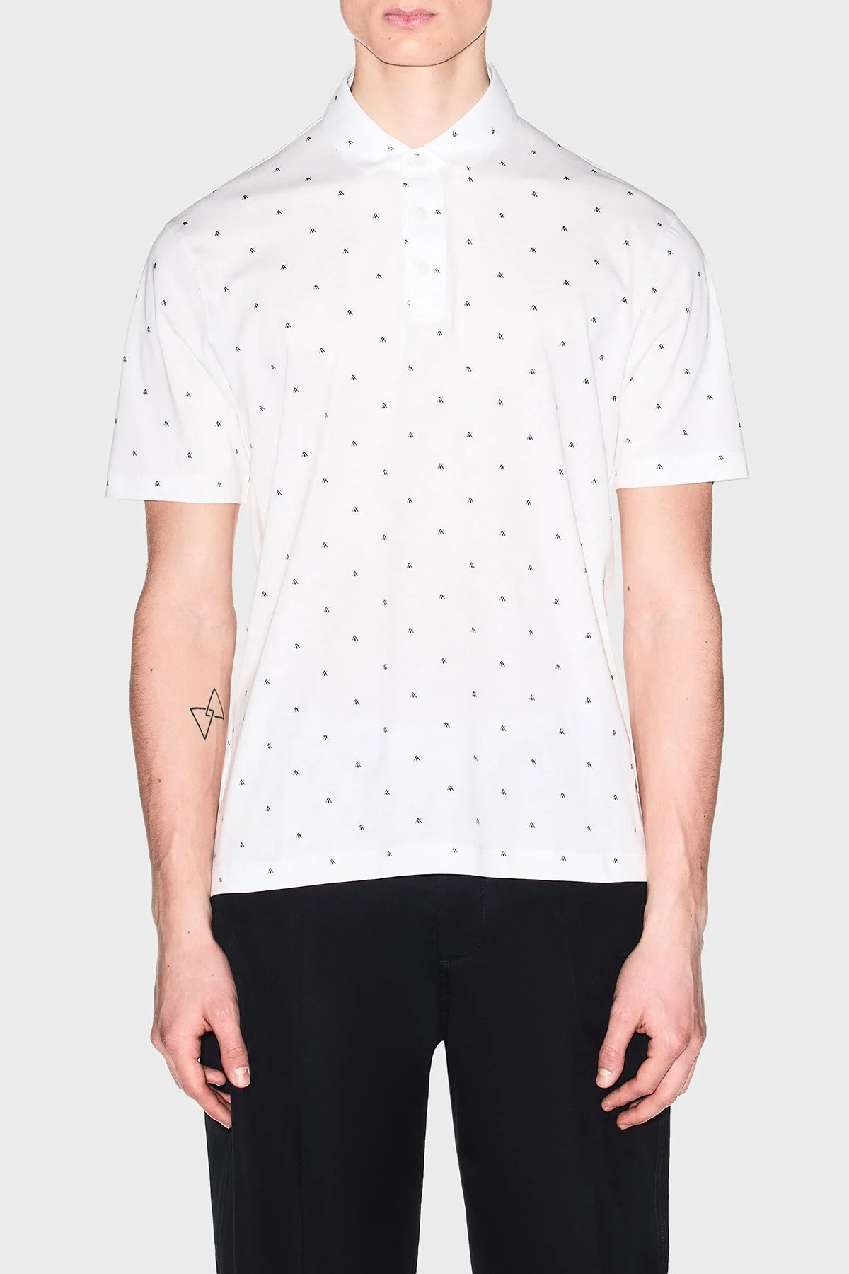 Armani Exchange Tamamı Logolu Pamuklu Regular Fit Düğmeli Erkek Polo XM000735 AF10356 F0198 BEYAZ - 1