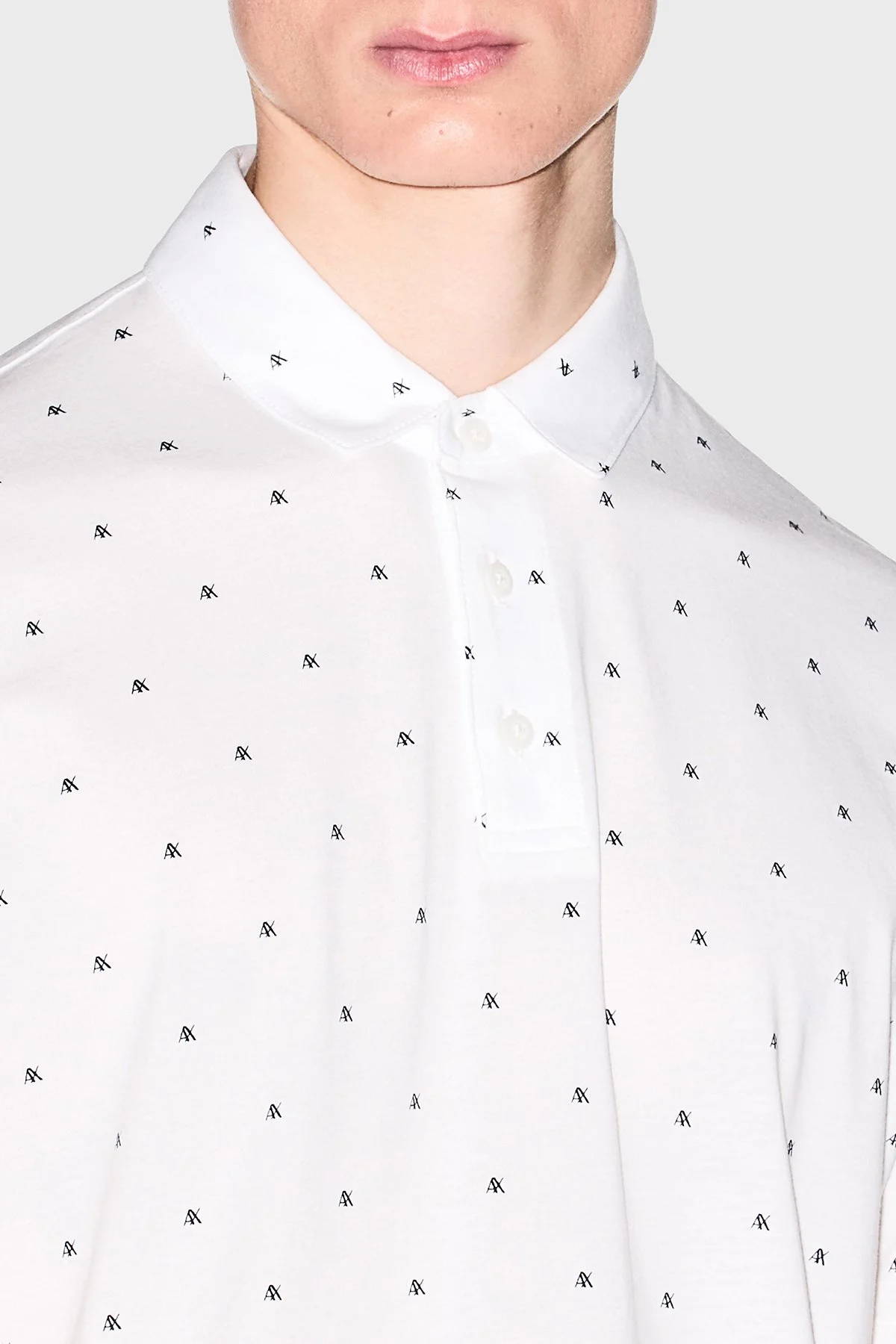 Armani Exchange Tamamı Logolu Pamuklu Regular Fit Düğmeli Erkek Polo XM000735 AF10356 F0198 BEYAZ - 4