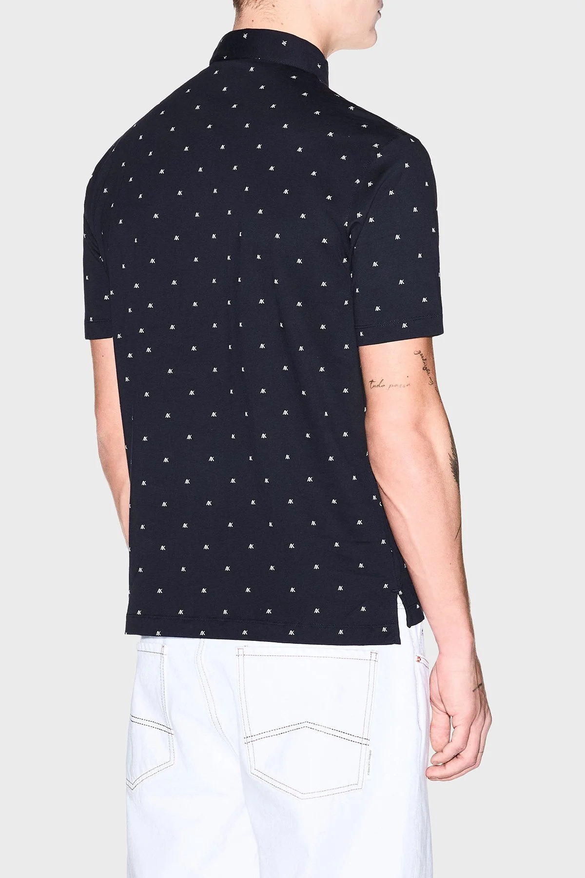 Armani Exchange Tamamı Logolu Pamuklu Regular Fit Düğmeli Erkek Polo XM000735 AF10356 FB434 LACİVERT - 3