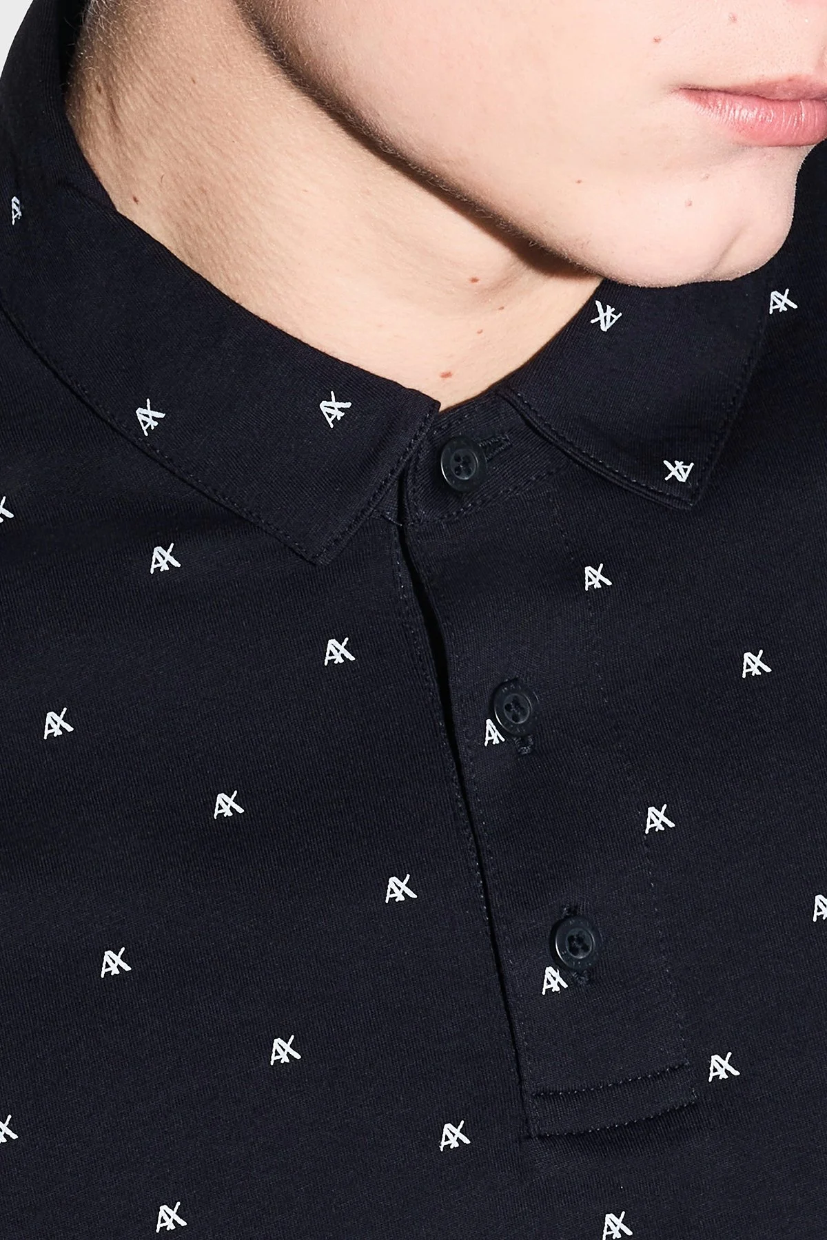 Armani Exchange Tamamı Logolu Pamuklu Regular Fit Düğmeli Erkek Polo XM000735 AF10356 FB434 LACİVERT - 4