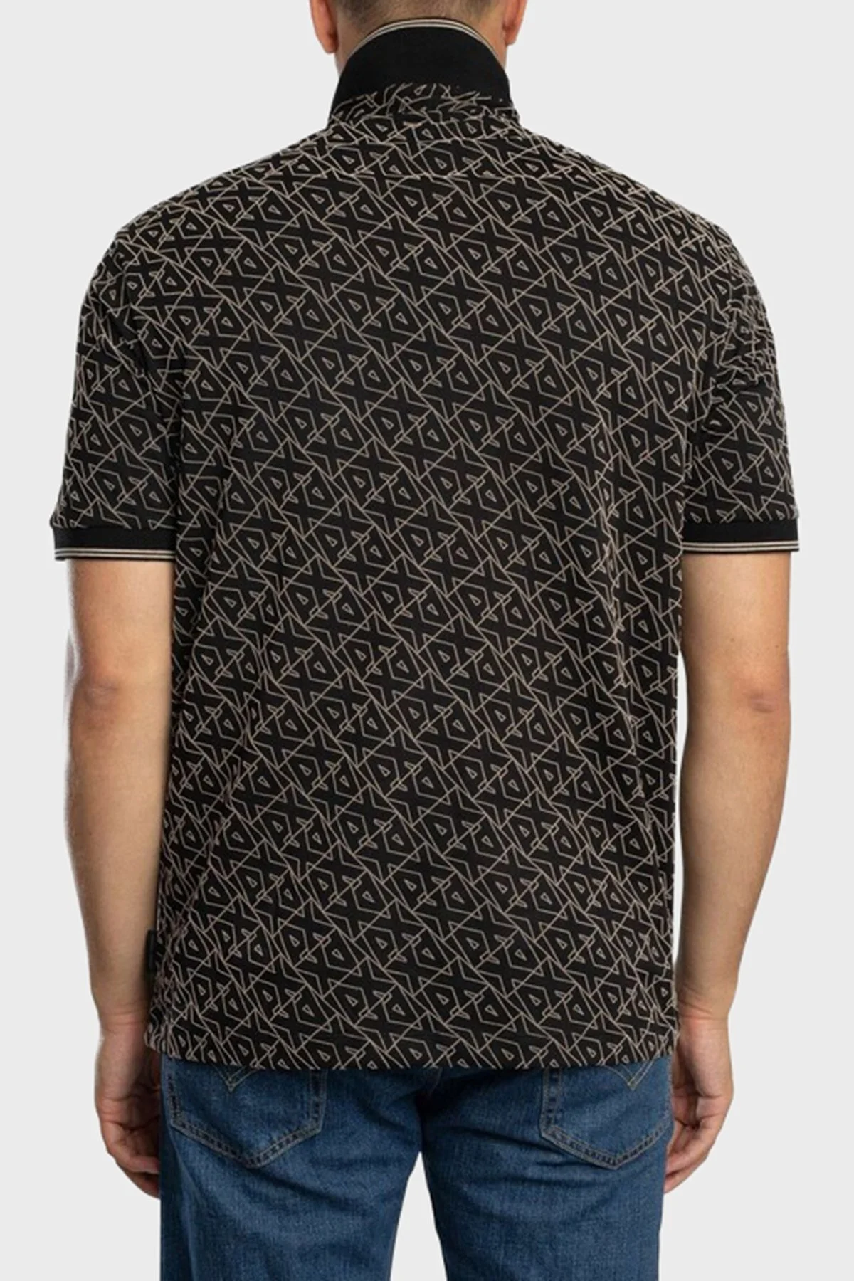 Armani Exchange Tamamı Logolu Pamuklu Regular Fit Düğmeli Erkek Polo Yaka T Shirt XM001883 AF10356 FC196 SİYAH - 3