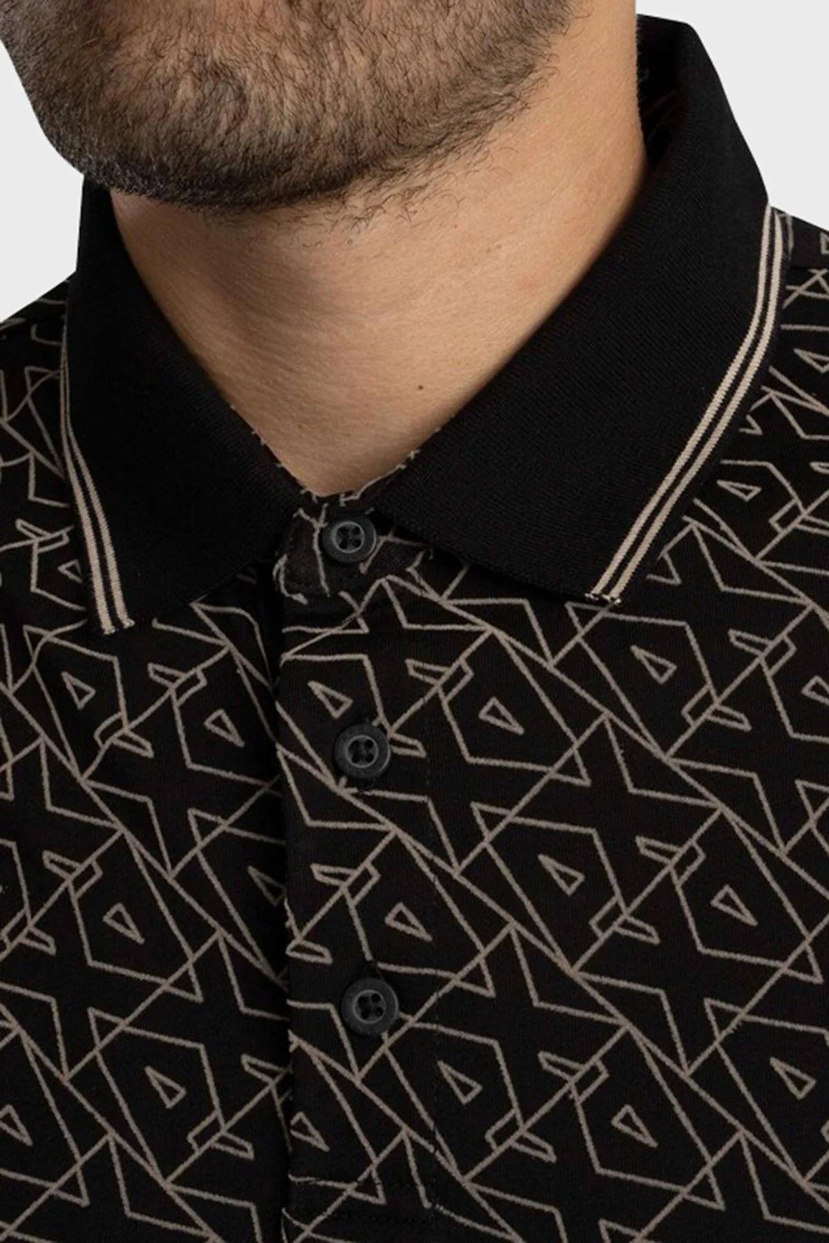 Armani Exchange Tamamı Logolu Pamuklu Regular Fit Düğmeli Erkek Polo Yaka T Shirt XM001883 AF10356 FC196 SİYAH - 5