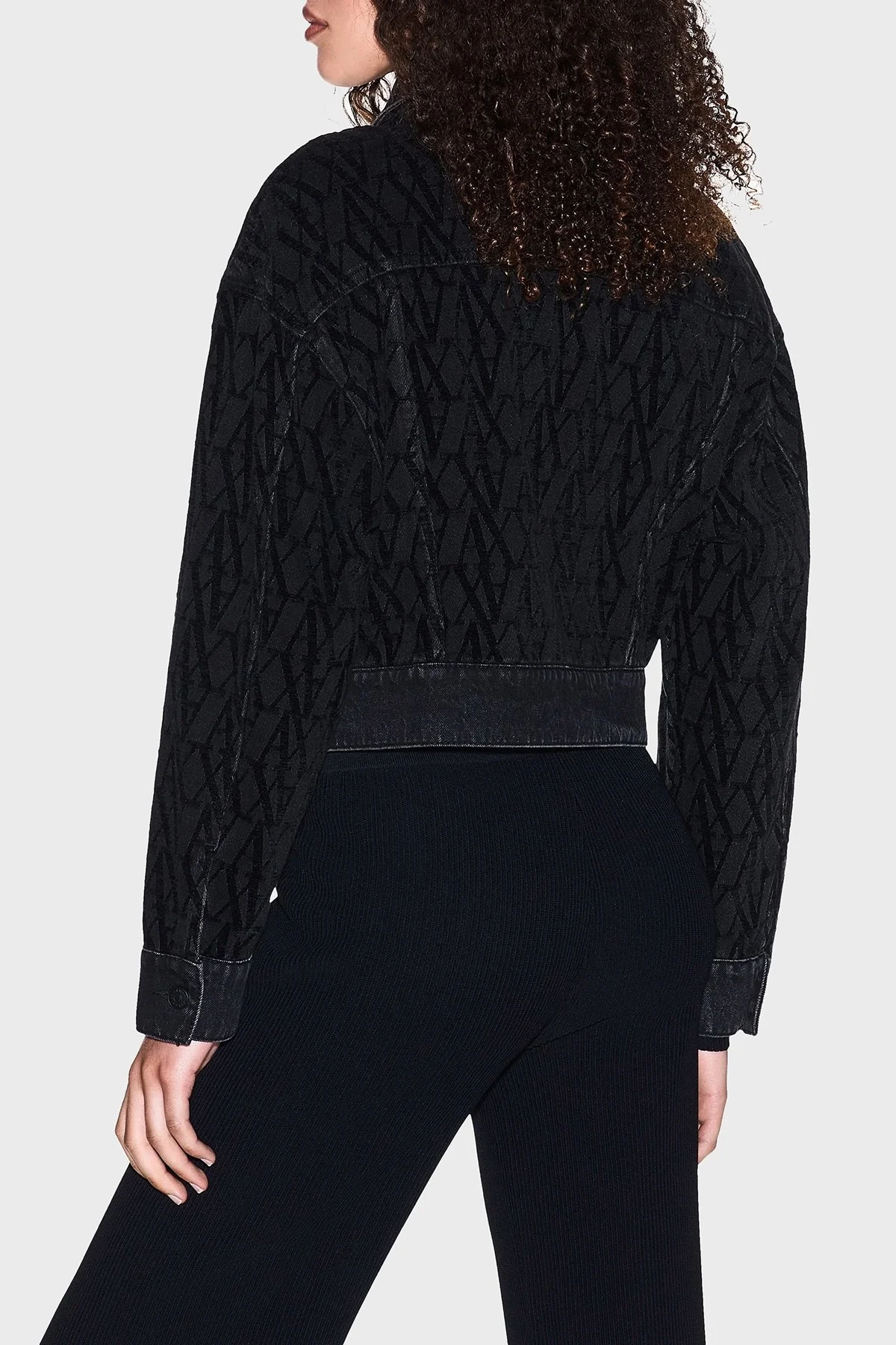 Armani Exchange Tamamı Logolu Pamuklu Regular Fit Kot Bayan Ceket XW000819 AF16092 FB180 SİYAH - 3