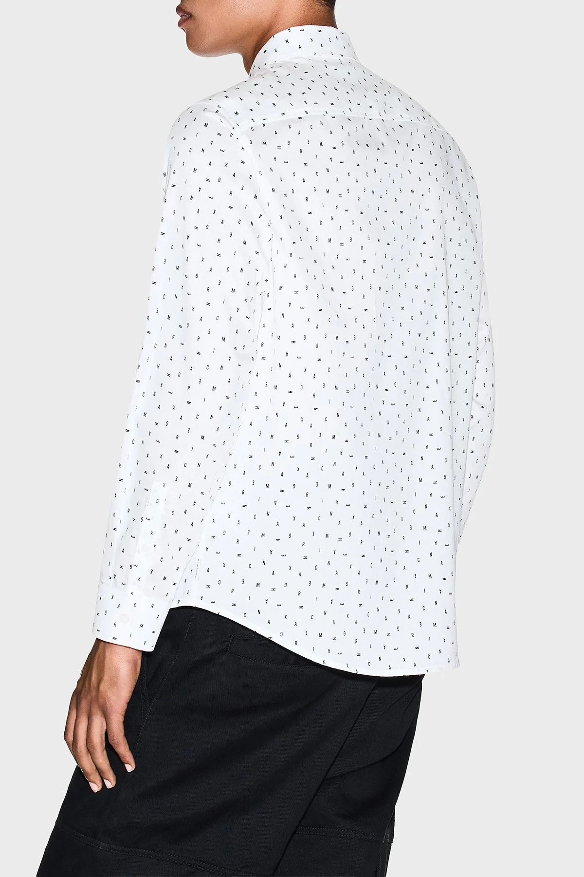 Armani Exchange Tamamı Logolu Pamuklu Regular Fit Uzun Kollu Erkek Gömlek XM001942 AF19194 F0027 BEYAZ - 3
