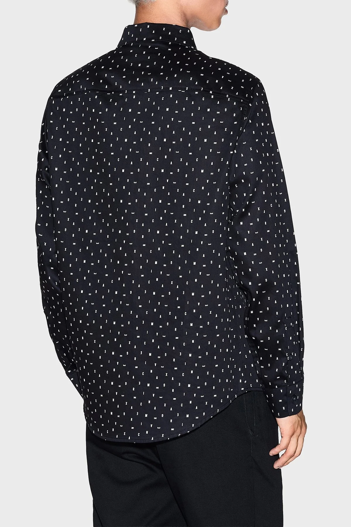 Armani Exchange Tamamı Logolu Pamuklu Regular Fit Uzun Kollu Erkek Gömlek XM001942 AF19194 FC234 SİYAH - 3