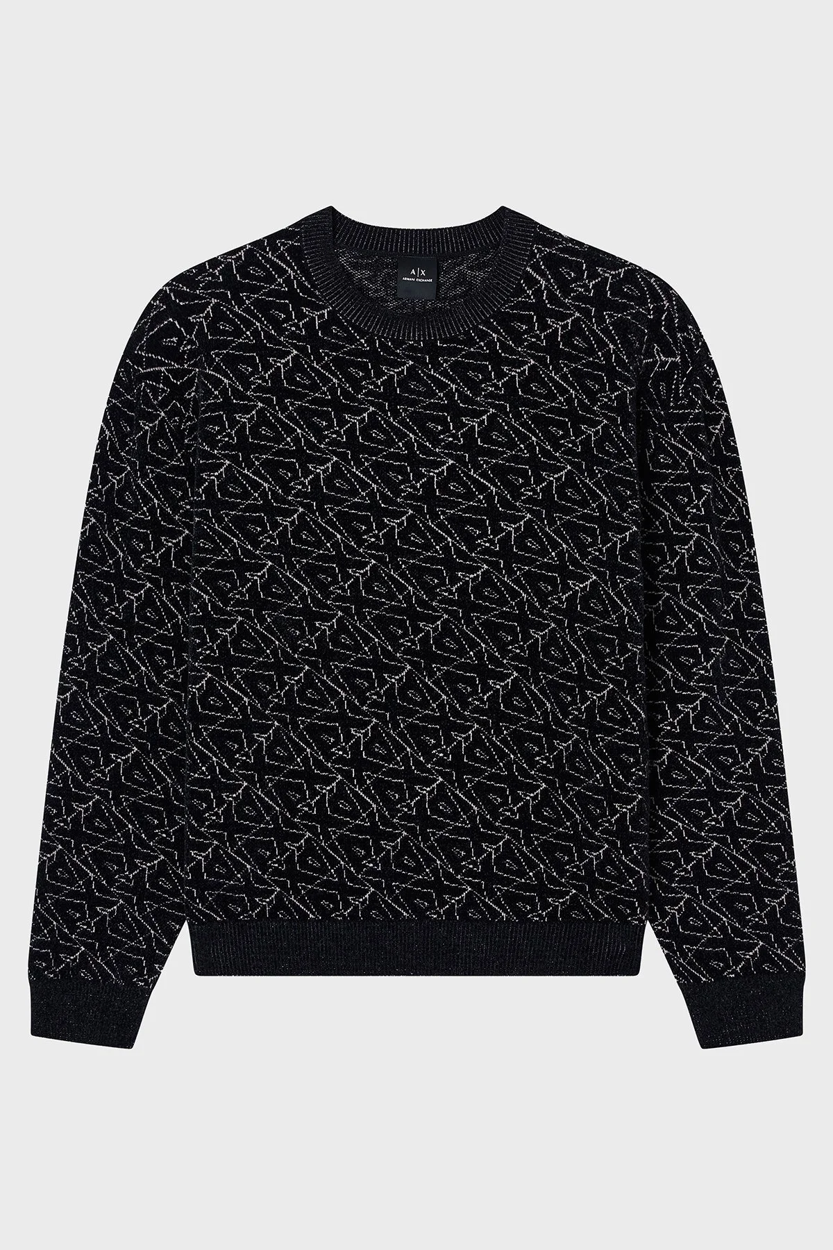 Armani Exchange Tamamı Logolu Regular Fit Bisiklet Yaka Erkek Kazak XM001330 AF16916 FC196 SİYAH - 5