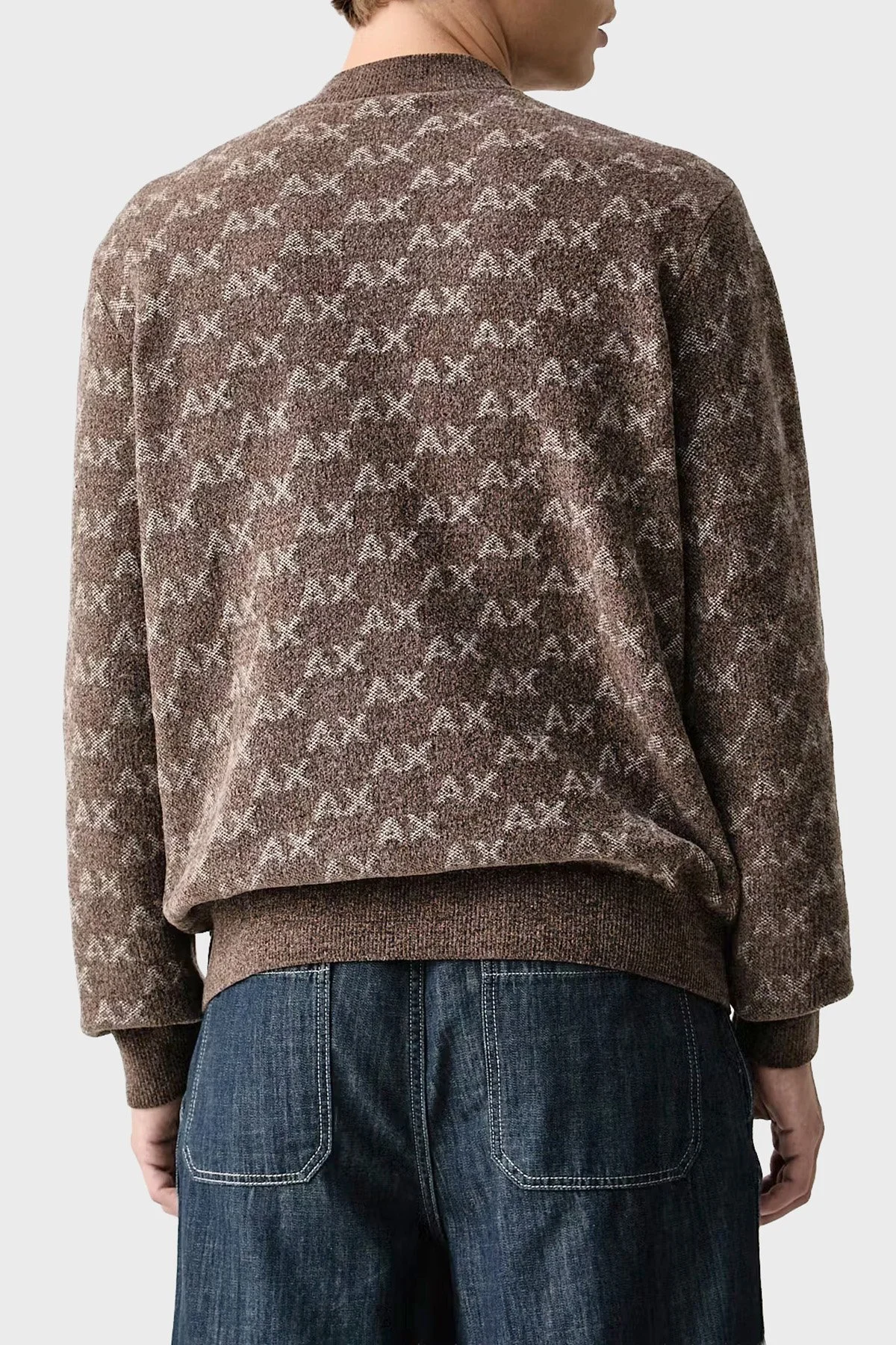 Armani Exchange Tamamı Logolu Regular Fit Bisiklet Yaka Erkek Kazak XM002992 AF16916 F6236 Kahve - 3