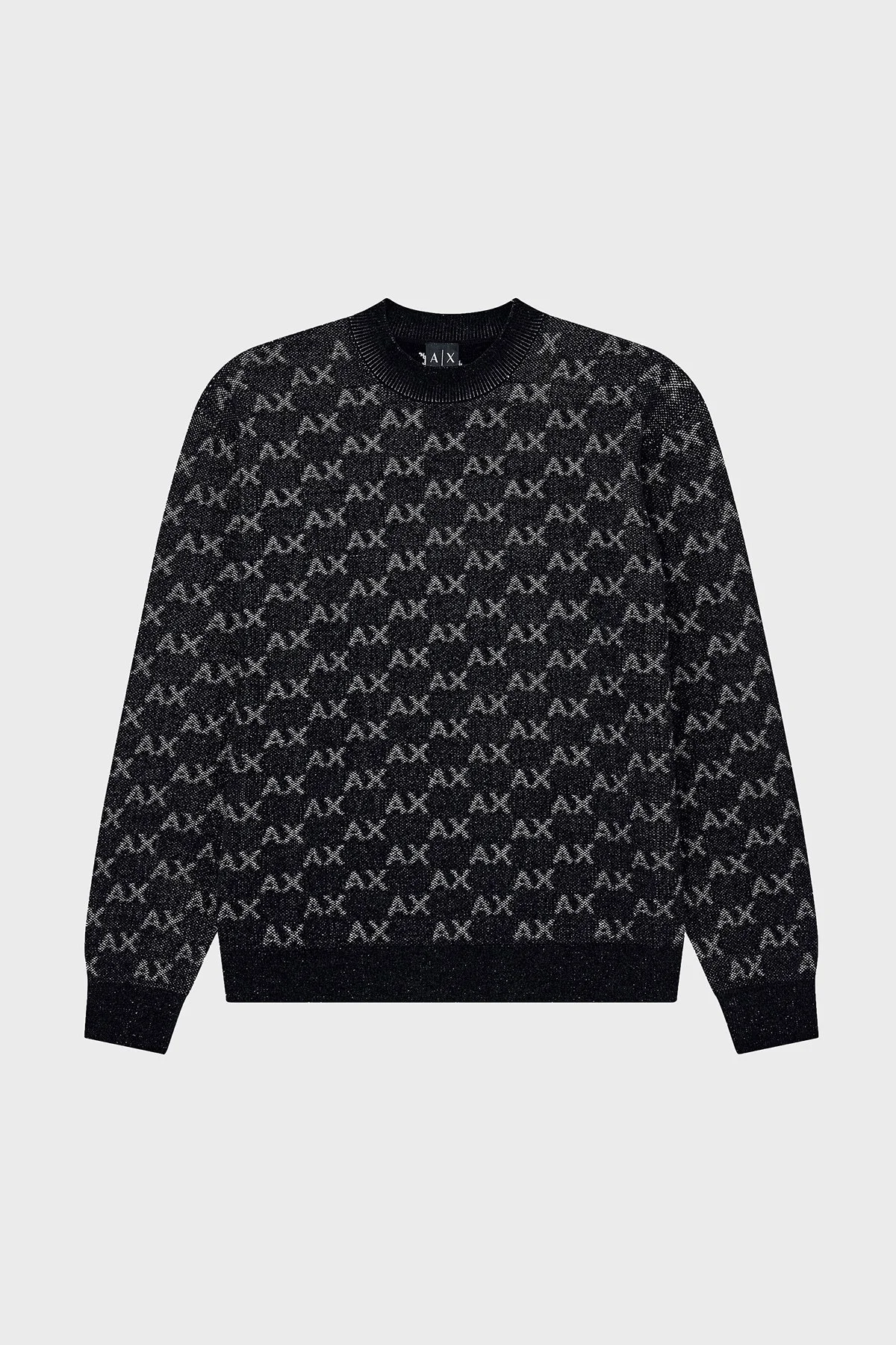 Armani Exchange Tamamı Logolu Regular Fit Bisiklet Yaka Erkek Kazak XM002992 AF16916 FC356 Siyah - 1