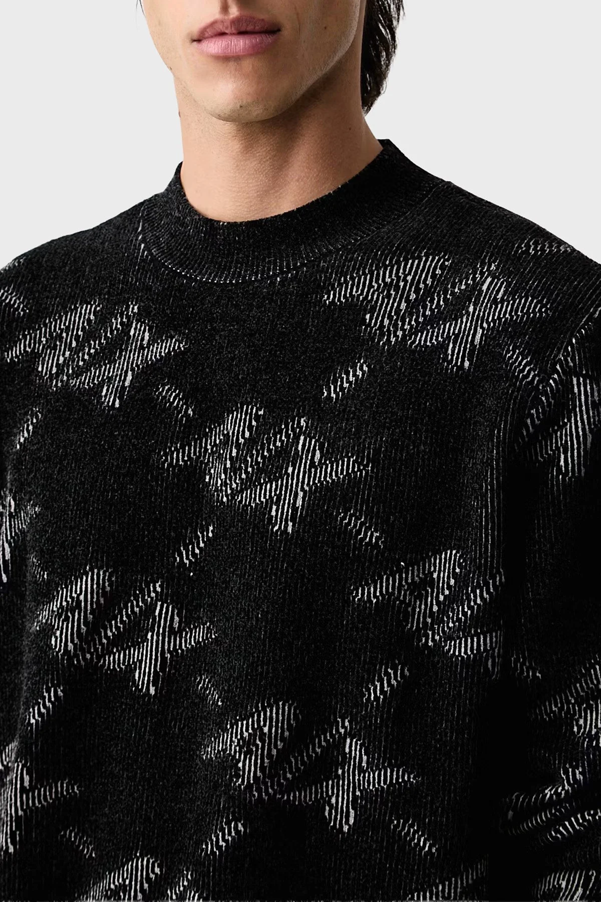 Armani Exchange Tamamı Logolu Regular Fit Bisiklet Yaka Erkek Kazak XM002992 AF16916 FC357 Siyah - 4