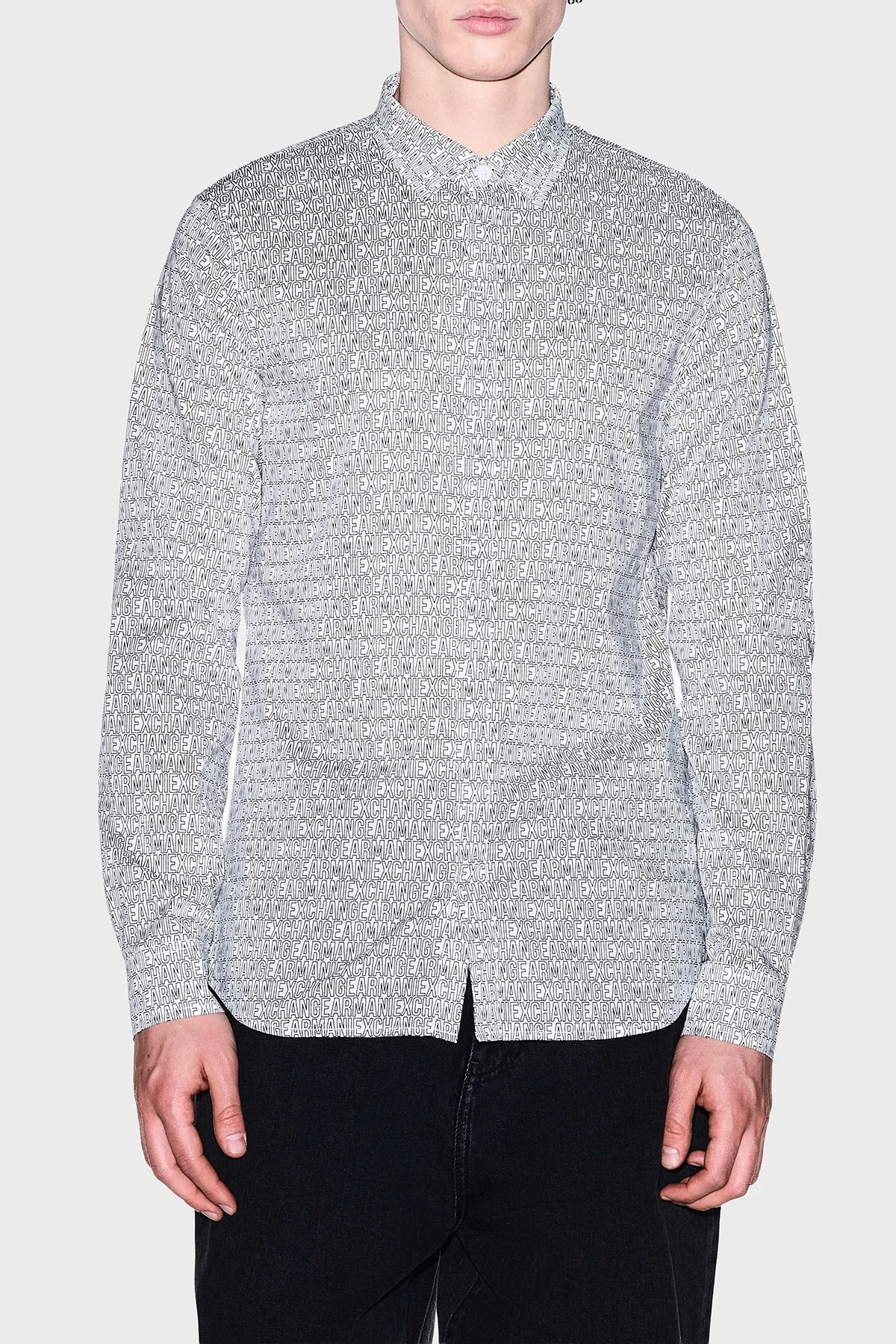 Armani Exchange Tamamı Logolu Slim Fit Uzun Kollu Erkek Gömlek XM000625 AF13184 F0219 Kırık beyaz - 1