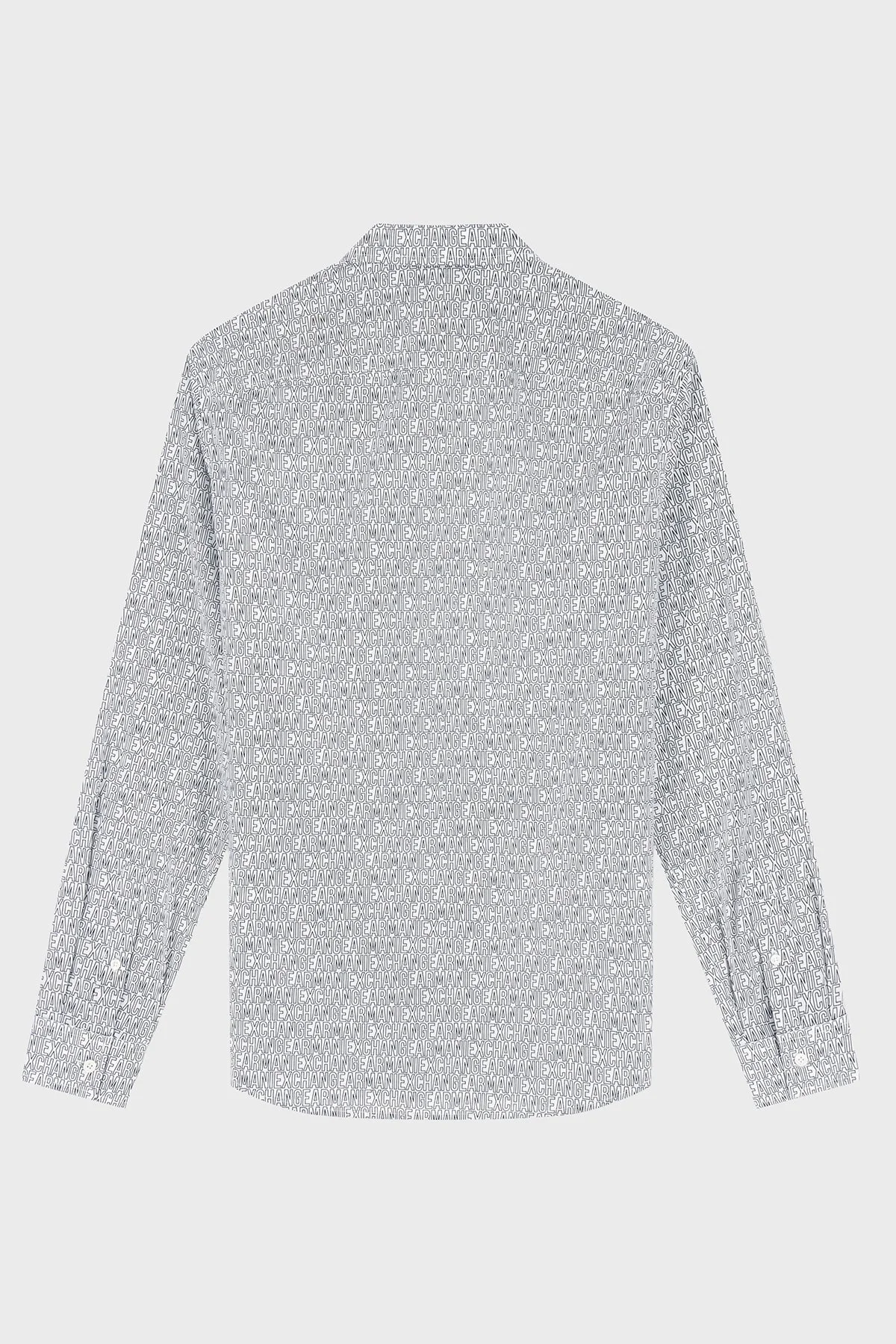 Armani Exchange Tamamı Logolu Slim Fit Uzun Kollu Erkek Gömlek XM000625 AF13184 F0219 Kırık beyaz - 3