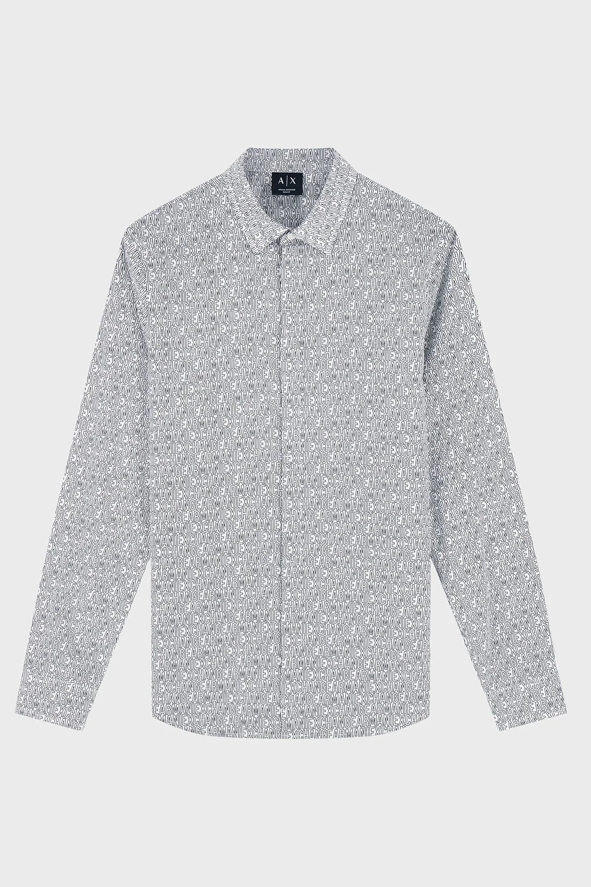 Armani Exchange Tamamı Logolu Slim Fit Uzun Kollu Erkek Gömlek XM000625 AF13184 F0219 Kırık beyaz - 6