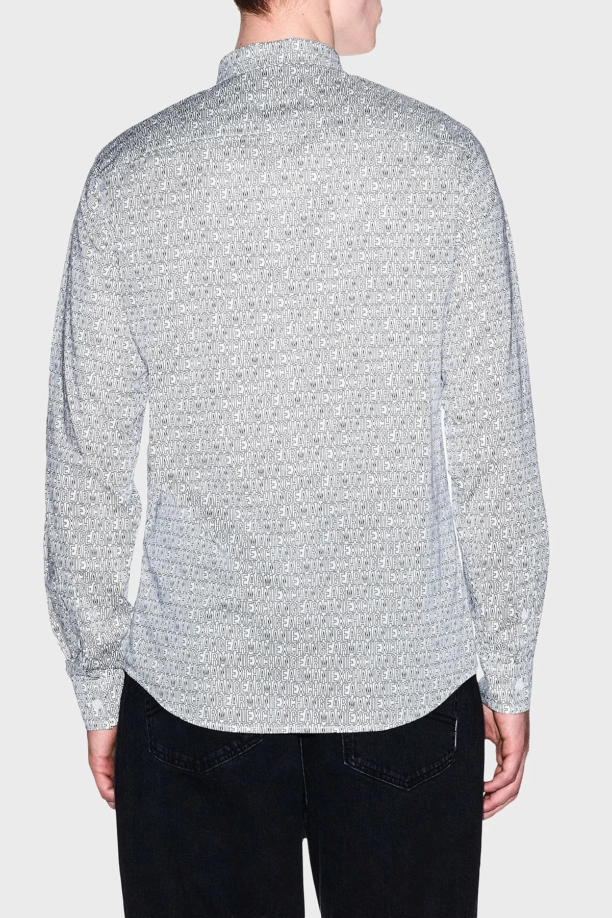 Armani Exchange Tamamı Logolu Slim Fit Uzun Kollu Erkek Gömlek XM000625 AF13184 F0219 Kırık beyaz - 7