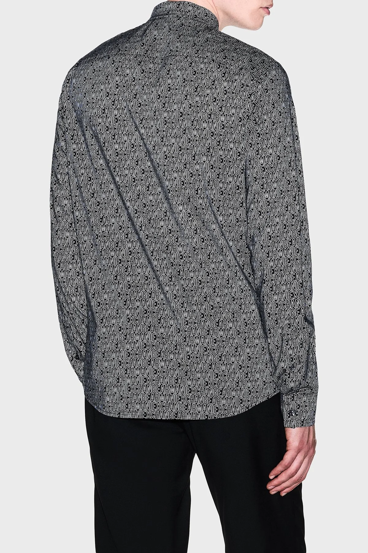 Armani Exchange Tamamı Logolu Slim Fit Uzun Kollu Erkek Gömlek XM000625 AF13184 FC342 Siyah - 3