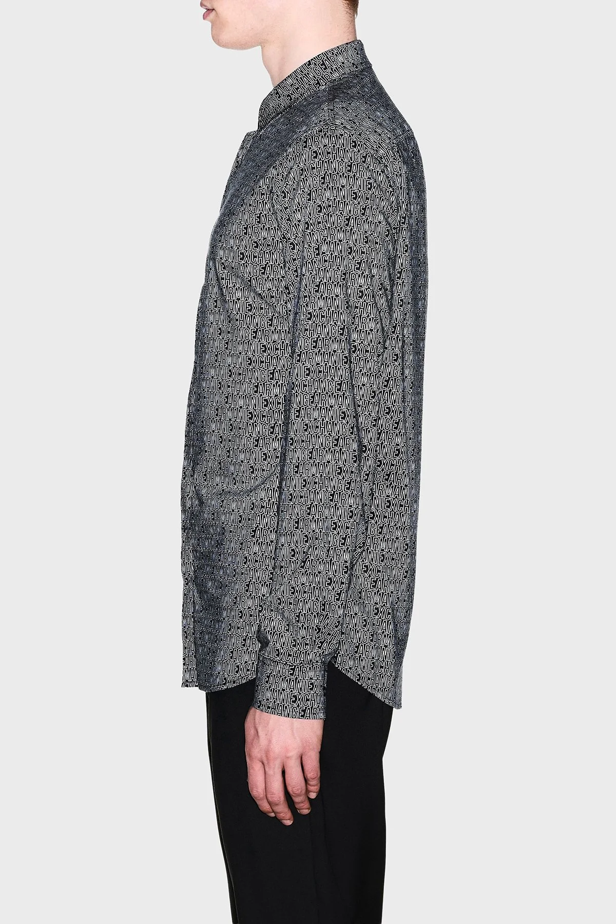 Armani Exchange Tamamı Logolu Slim Fit Uzun Kollu Erkek Gömlek XM000625 AF13184 FC342 Siyah - 5