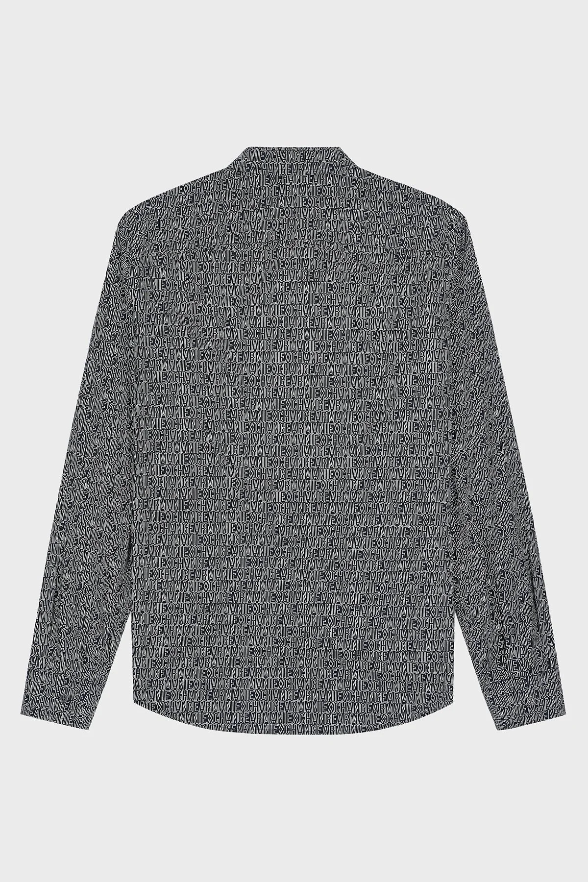 Armani Exchange Tamamı Logolu Slim Fit Uzun Kollu Erkek Gömlek XM000625 AF13184 FC342 Siyah - 7