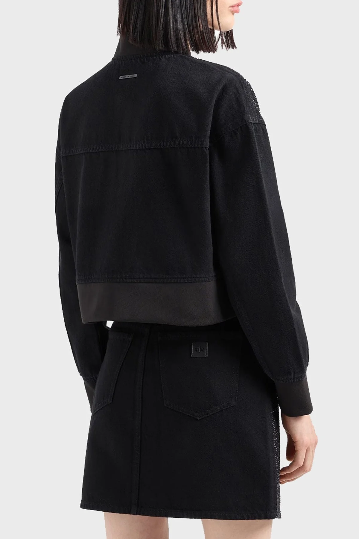 Armani Exchange Taşlı % 100 Pamuk Relaxed Fit Kolej Yaka Bomber Bayan Ceket 6DYB23 Y19QZ 0204 SİYAH - 8