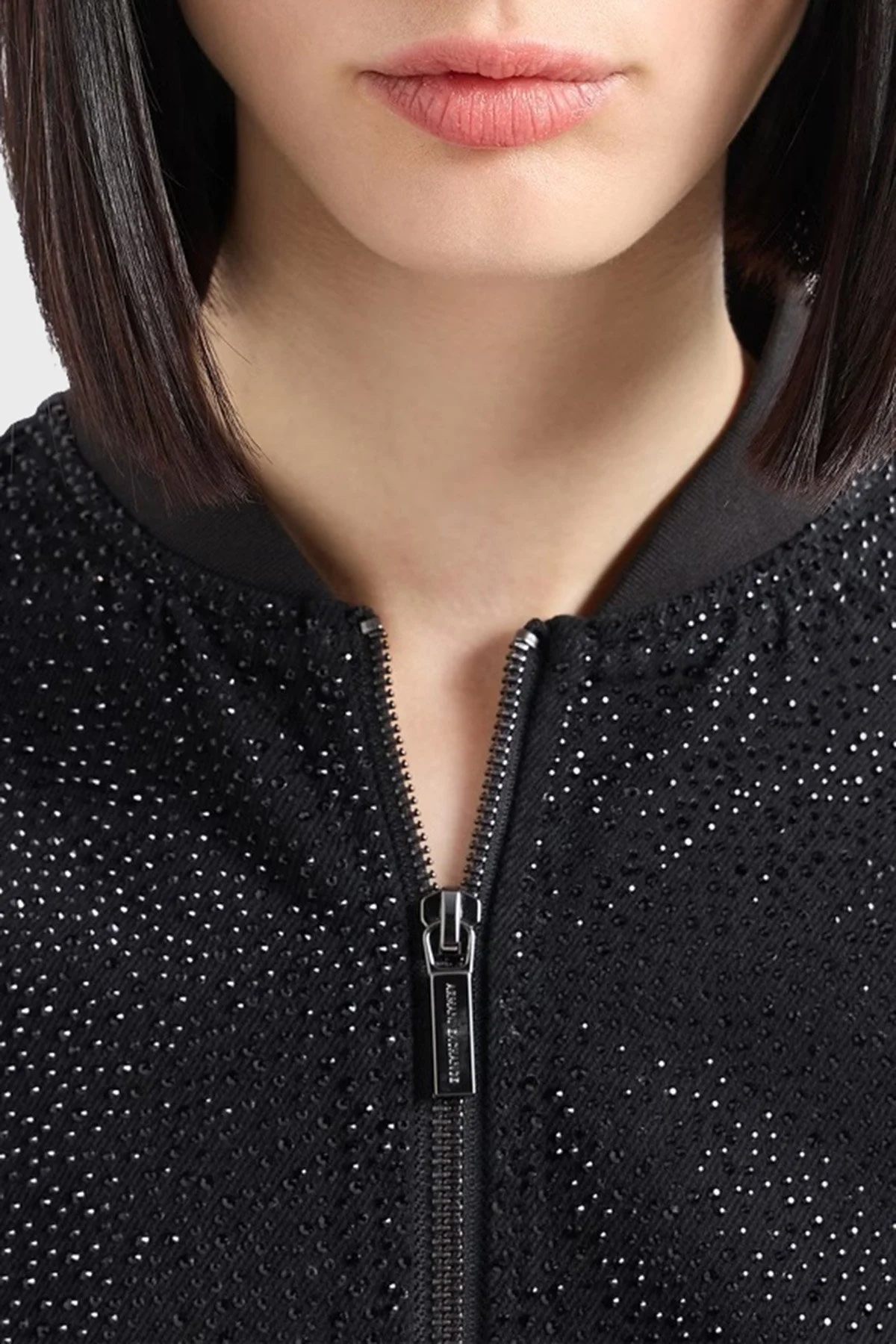 Armani Exchange Taşlı % 100 Pamuk Relaxed Fit Kolej Yaka Bomber Bayan Ceket 6DYB23 Y19QZ 0204 SİYAH - 9