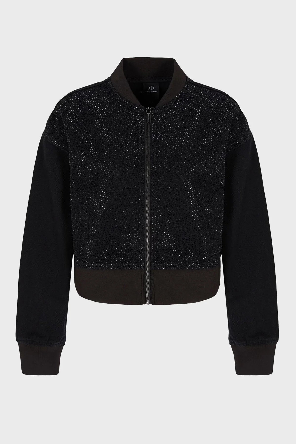 Armani Exchange Taşlı % 100 Pamuk Relaxed Fit Kolej Yaka Bomber Bayan Ceket 6DYB23 Y19QZ 0204 SİYAH - 10