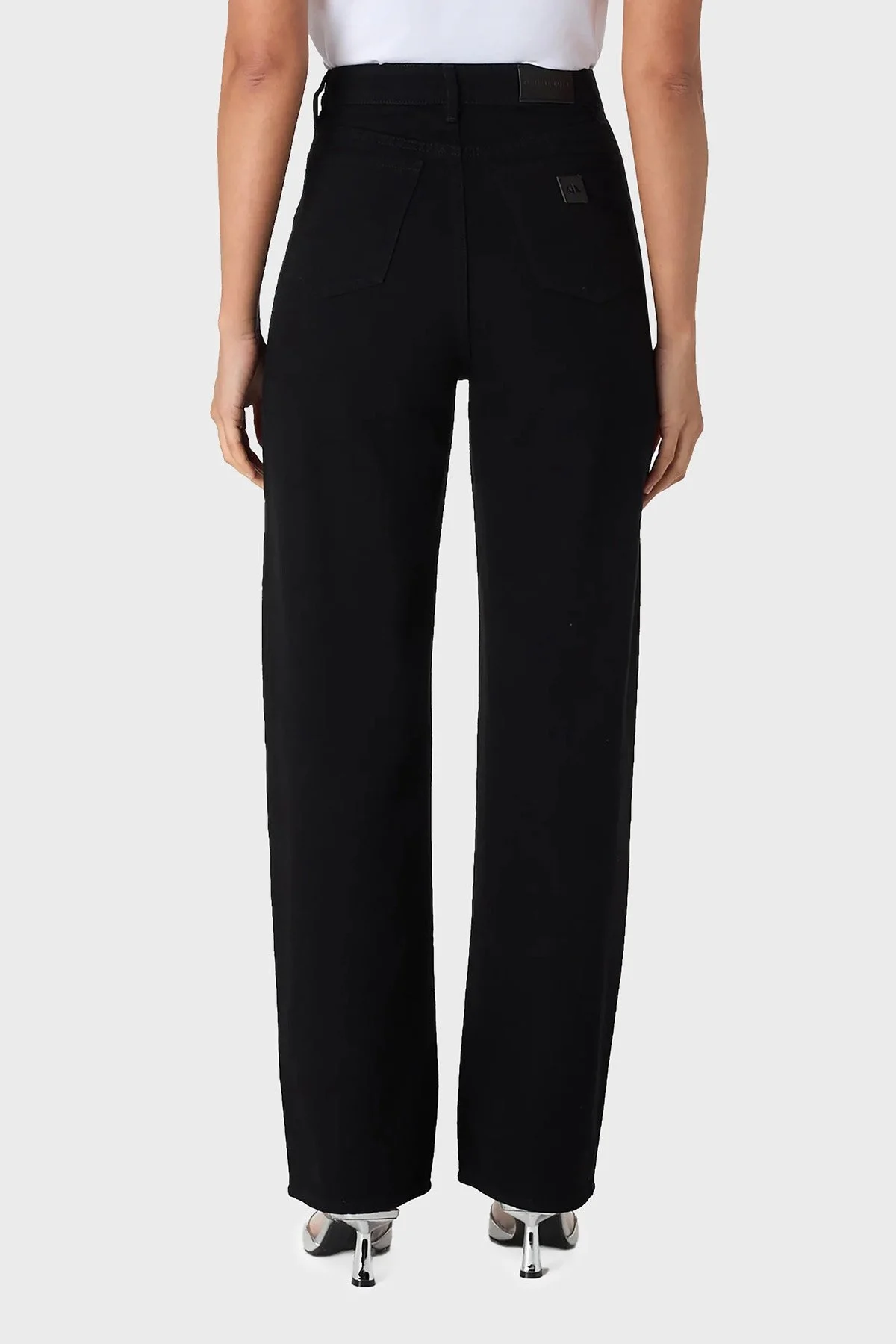 Armani Exchange Taşlı % 100 Pamuk Relaxed Fit Yüksek Bel Geniş Paça Jeans Bayan Kot Pantolon 6DYJ38 Y19QZ 0204 SİYAH - 4