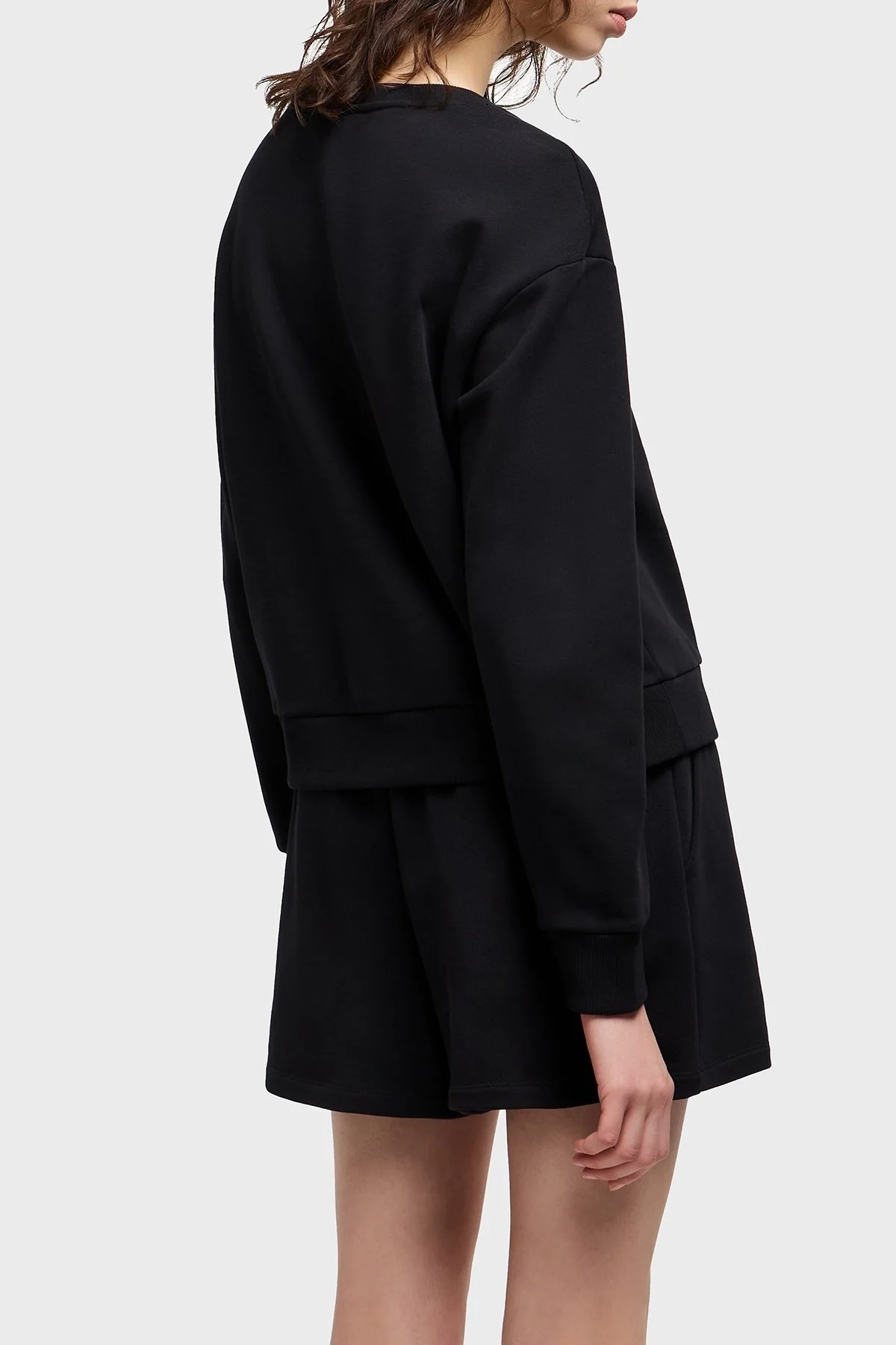 Armani Exchange Taşlı Logo % 100 Pamuk Regular Fit Bayan Sweat XW000159 AF11851 UC001 SİYAH - 8