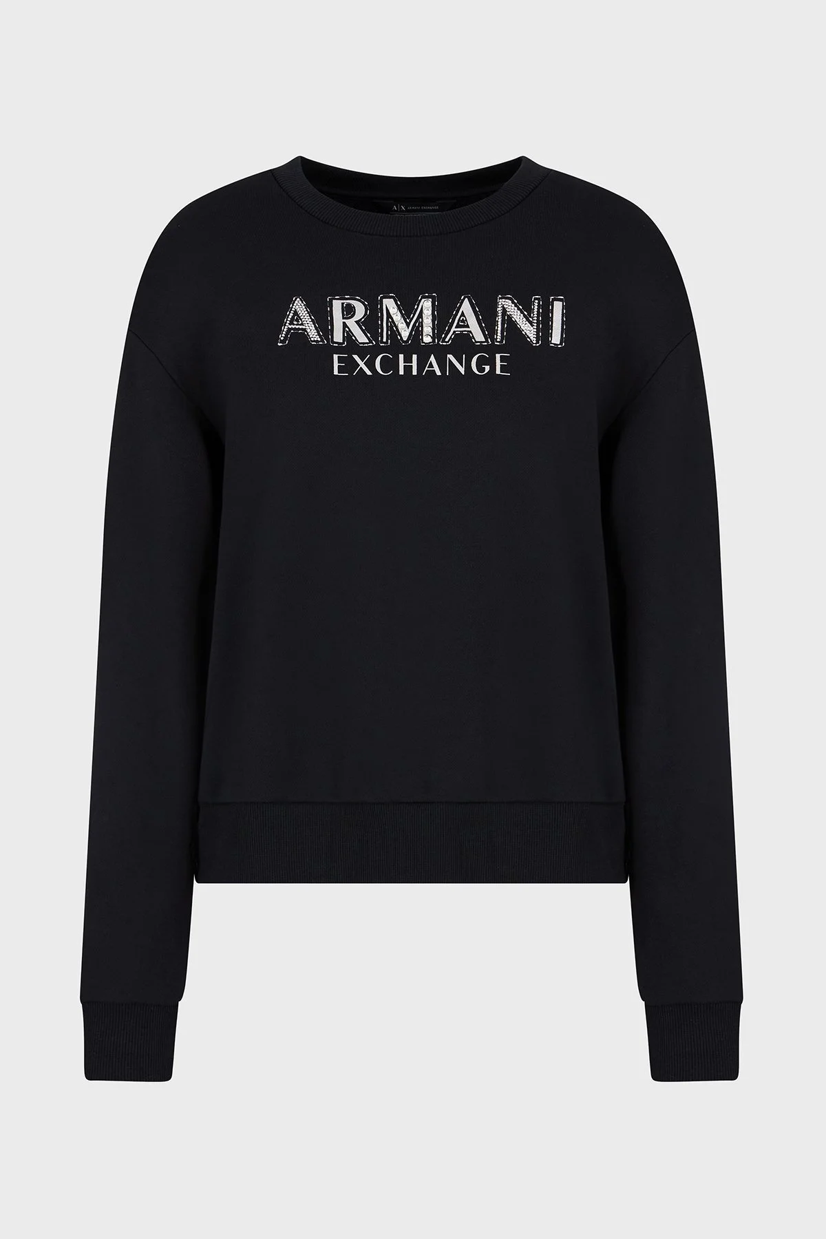 Armani Exchange Taşlı Logo % 100 Pamuk Regular Fit Bayan Sweat XW000159 AF11851 UC001 SİYAH - 10